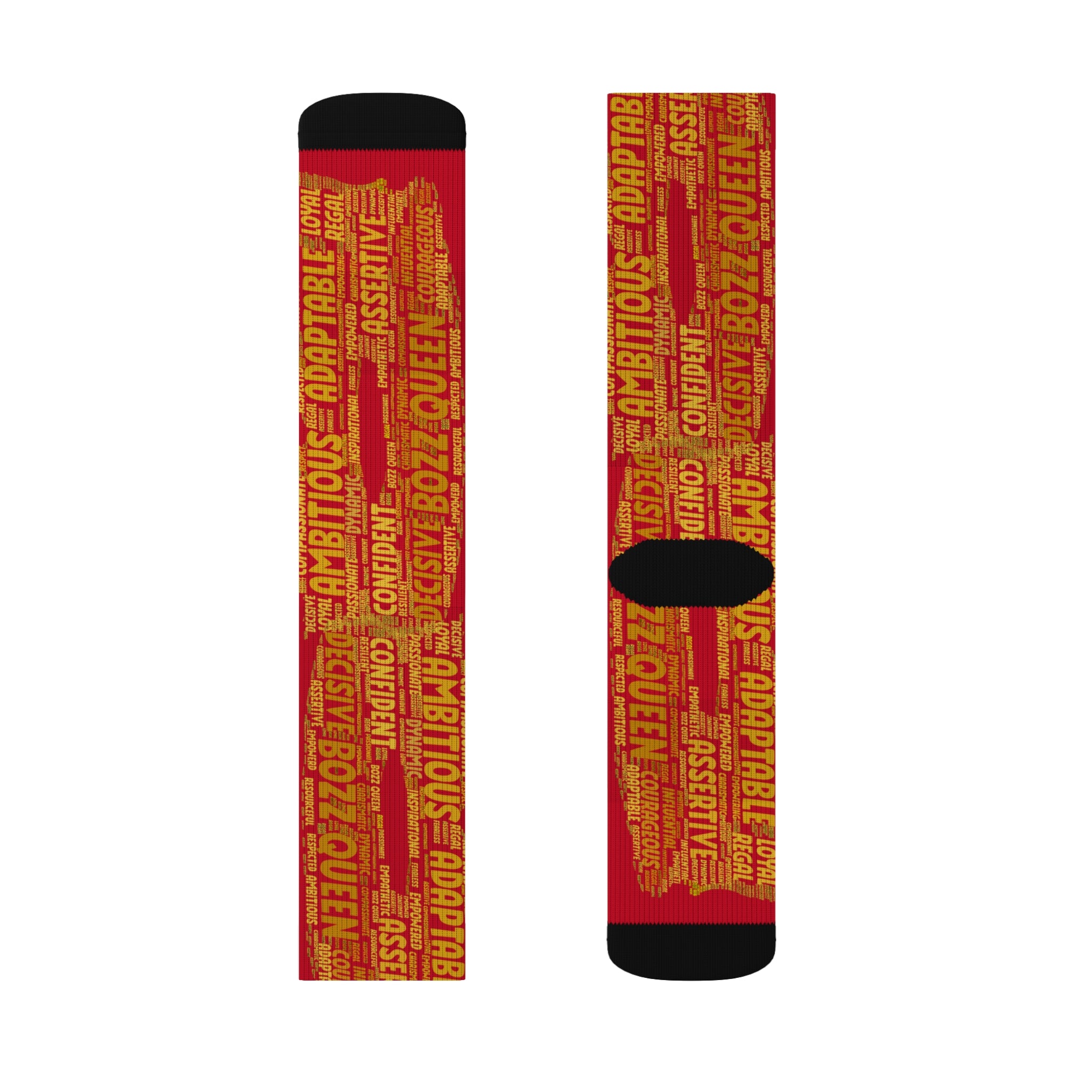 BOZZ QUEEN Dark Red Bold Statement Socks - Empowering Motivational Wear