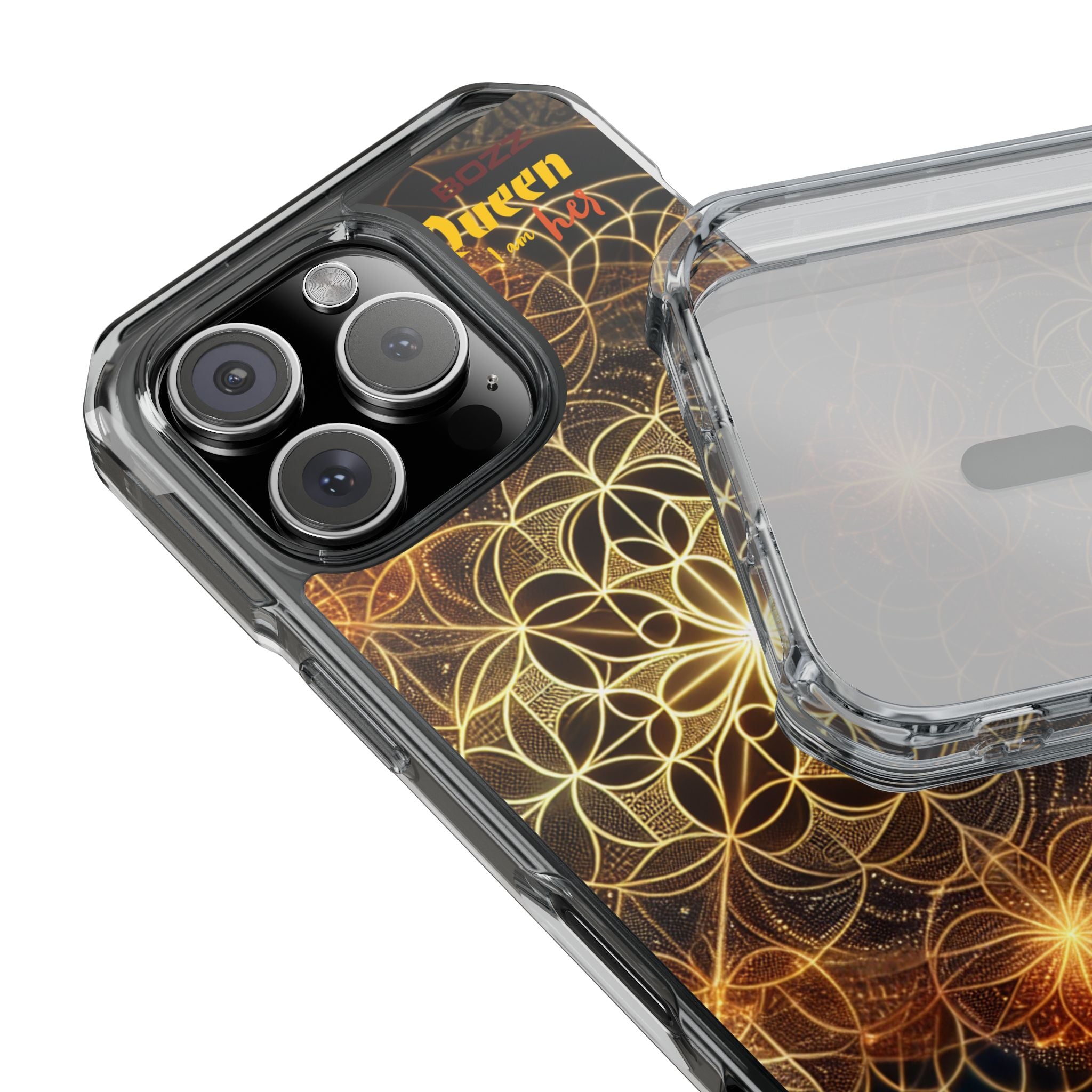 Magnetic Phone Case with Geometric Design, Crystal Clear Protection, Phone Accessory, Gift for Her, Stylish Tech