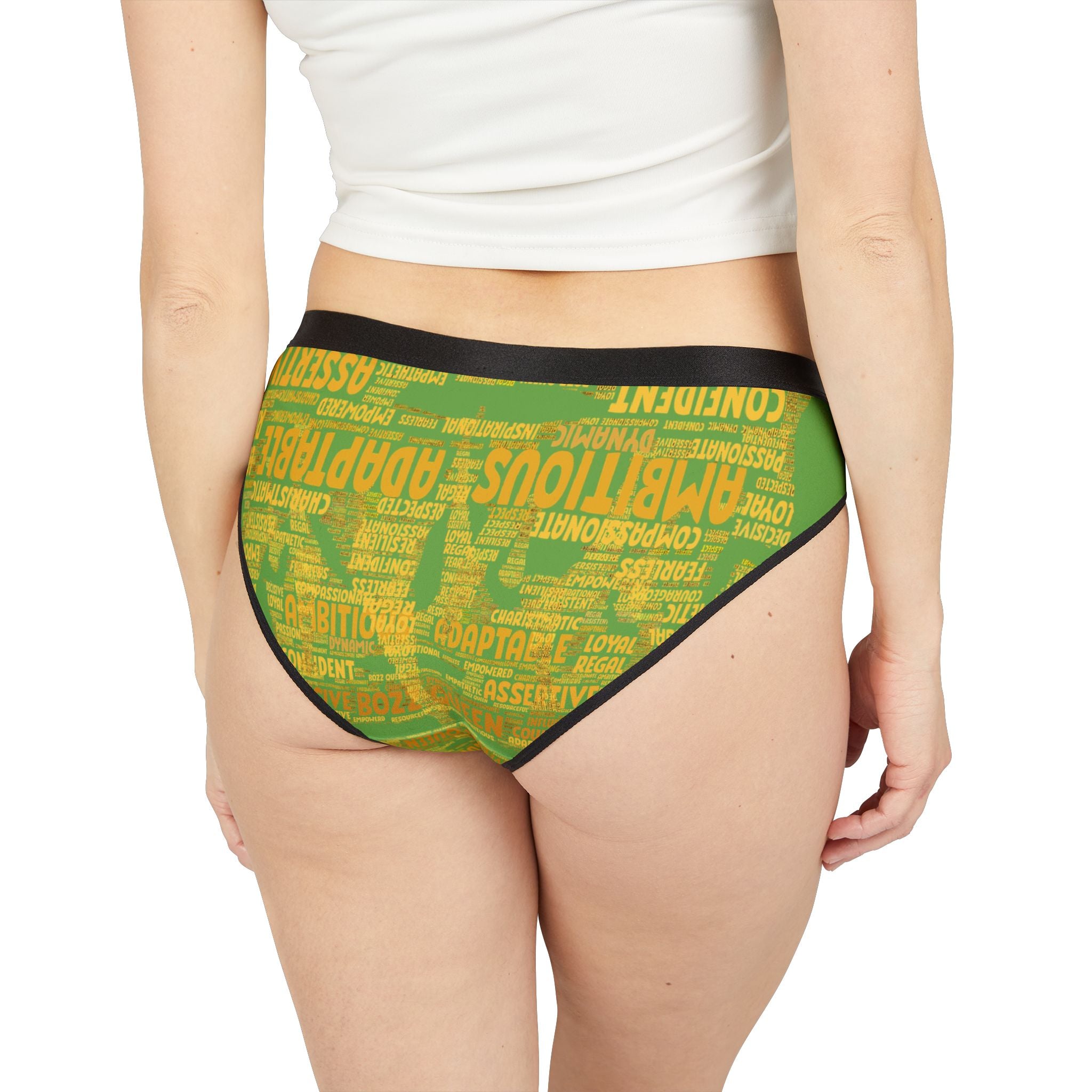 Women's Green Yellow Motivational Underwear - Bold Statement Lingerie