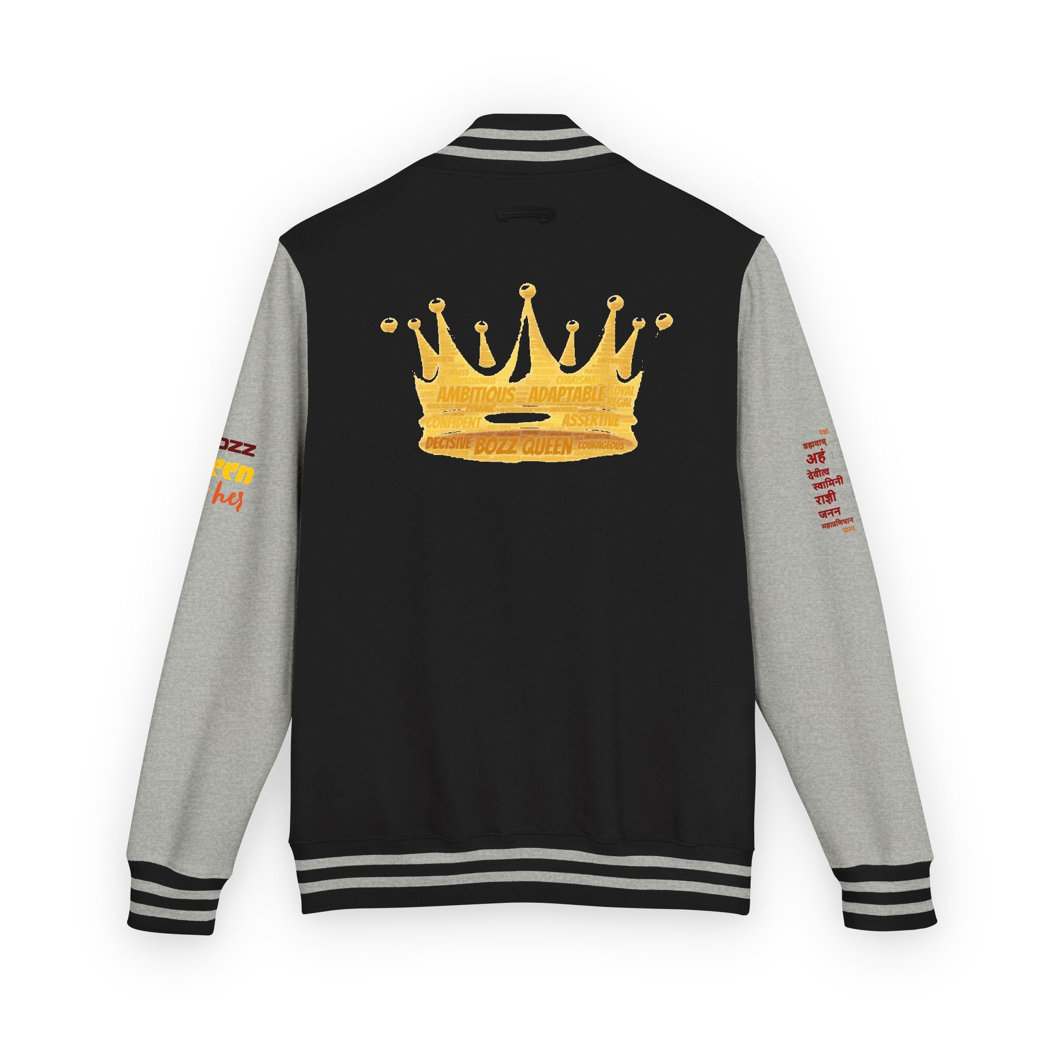 Bozz Queen Crown Design Letterman Jacket - Unisex Heavyweight Varsity Jacket
