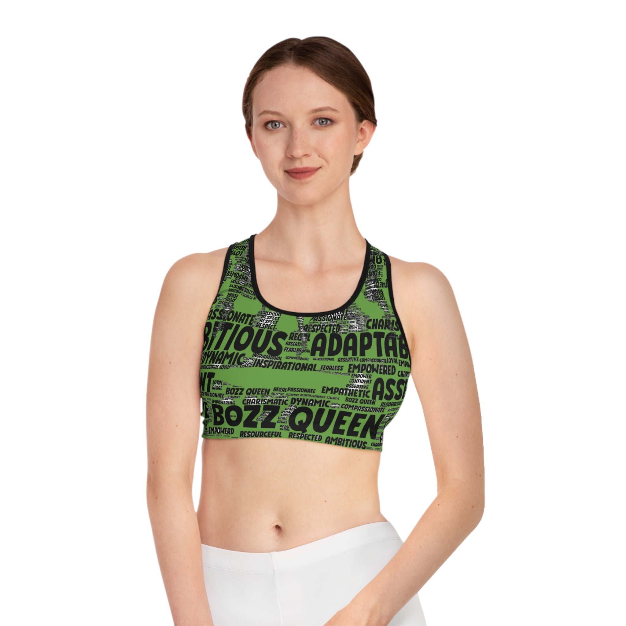 Empowering Sports Bra - Bozz Queen Origin Collection | Green & Black