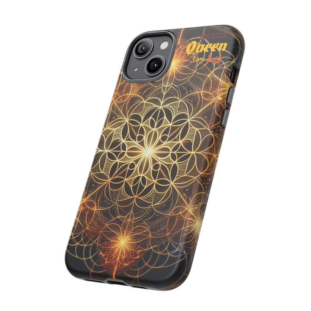 Golden Flower Mandala Phone Case, Tough Cases, Bohemian Phone Cover, Unique Gift for Him/Her, Spiritual and Artistic Design