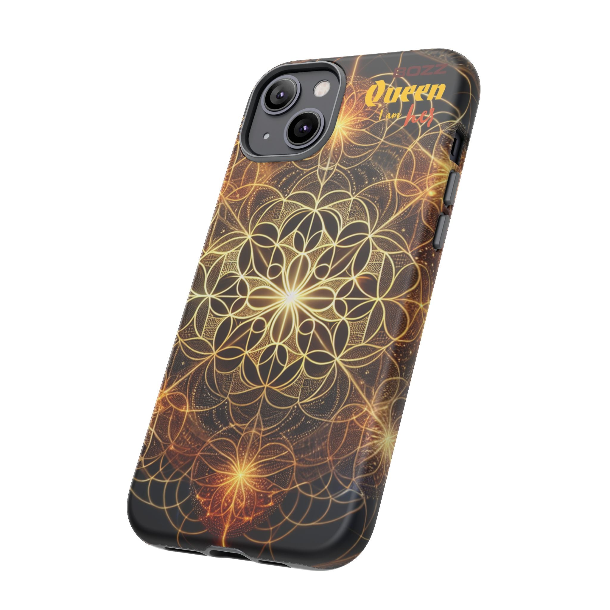 Golden Flower Mandala Phone Case, Tough Cases, Bohemian Phone Cover, Unique Gift for Him/Her, Spiritual and Artistic Design