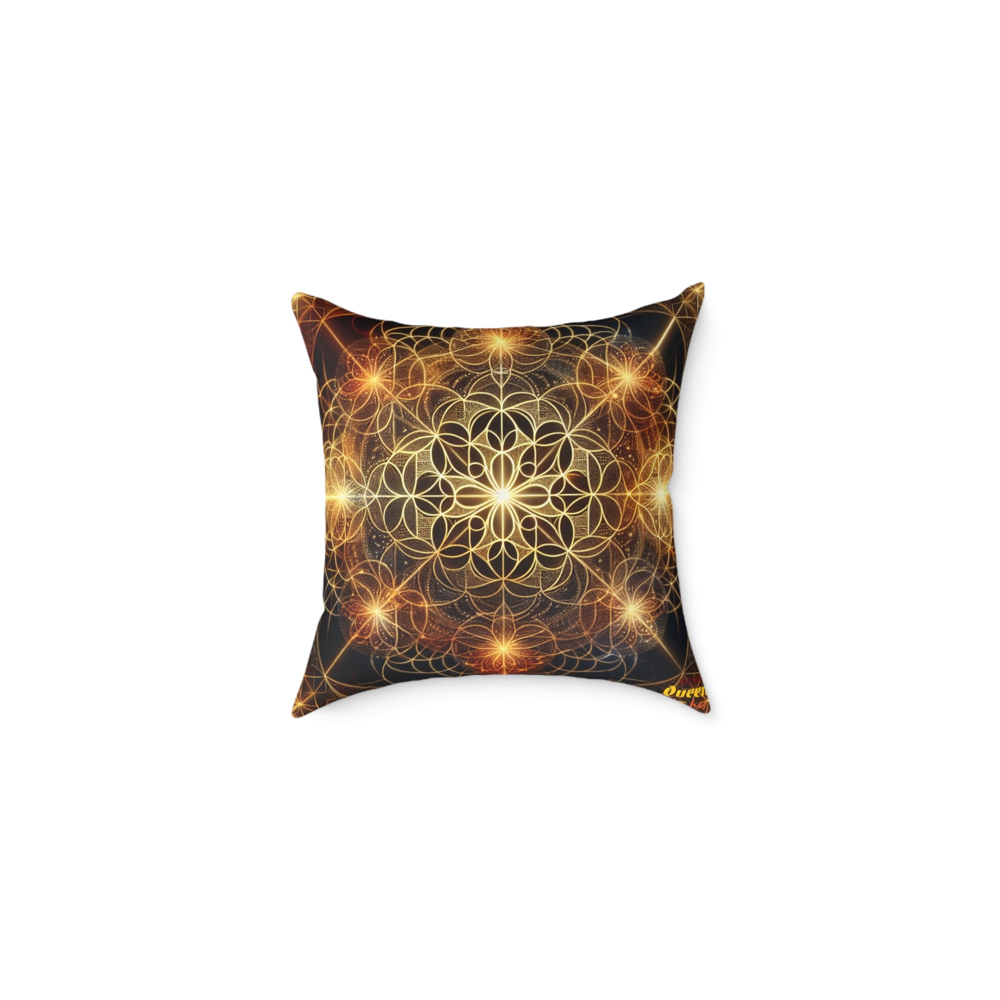 Bohemian Flower Mandala Pillow, Square Poly Canvas Pillow for Home Decor, Cozy Living Room Accent, Meditation Gift, Bedroom Cushion