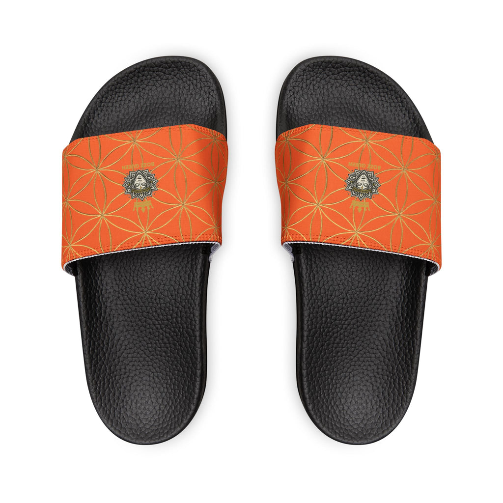 Bozz Queen Orange Flower of Life Women's Sandals - Removable Strap Beach Slides