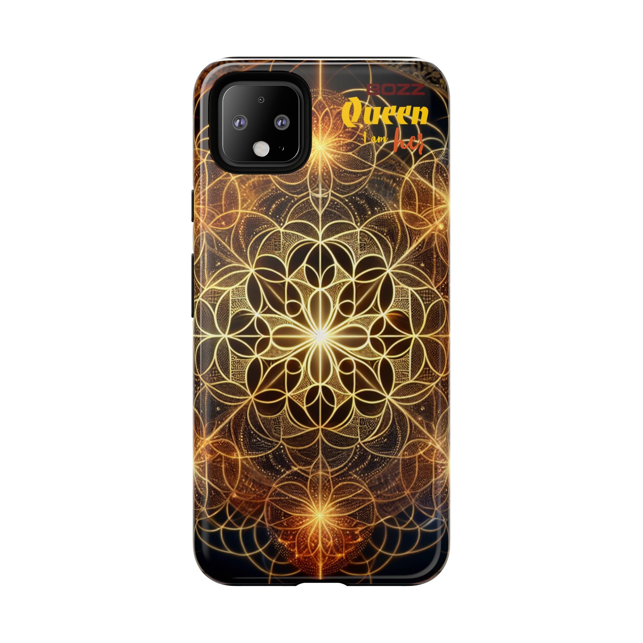 Golden Flower Mandala Phone Case, Tough Cases, Bohemian Phone Cover, Unique Gift for Him/Her, Spiritual and Artistic Design