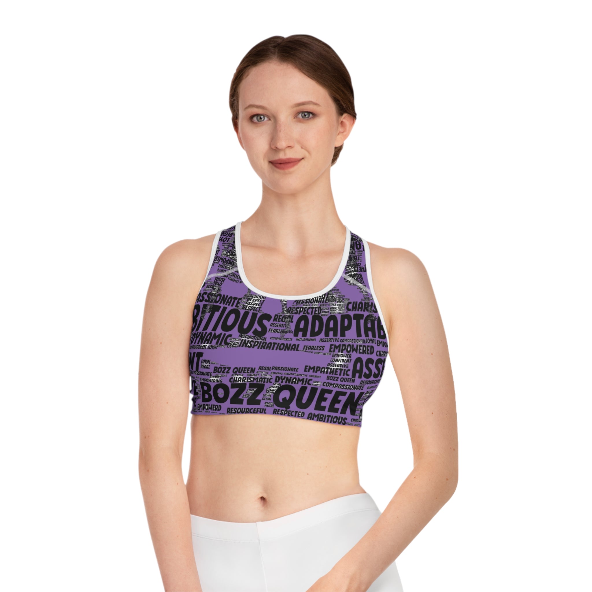 Empowering Sports Bra - Bozz Queen Origin Collection | Light Purple & Black