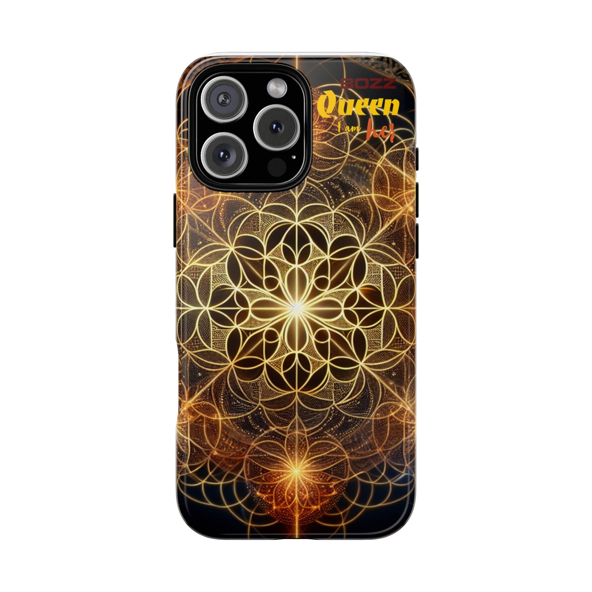 Golden Flower Mandala Phone Case, Tough Cases, Bohemian Phone Cover, Unique Gift for Him/Her, Spiritual and Artistic Design