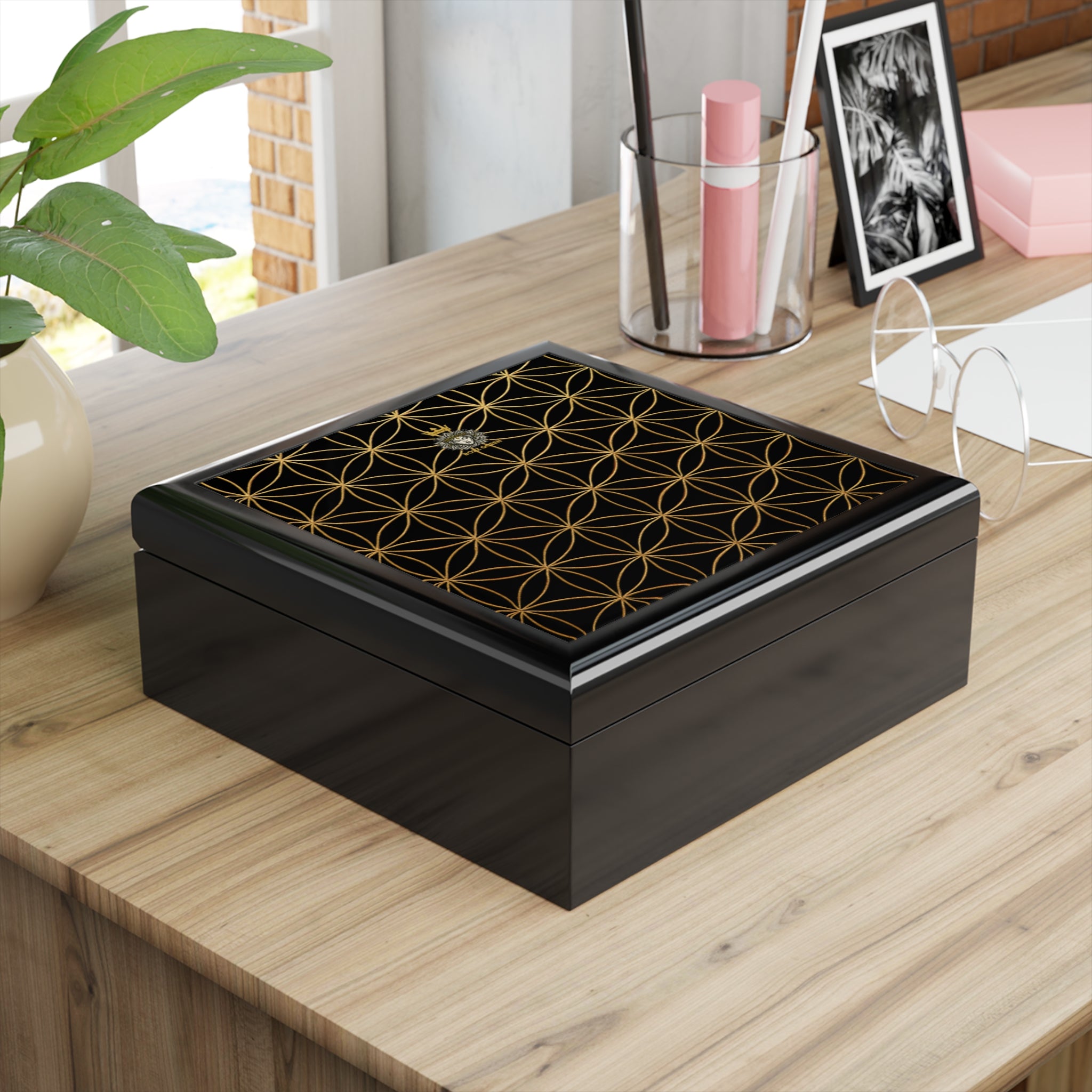 Flower of Life Jewelry Box - Black Elegant Keepsake Organizer