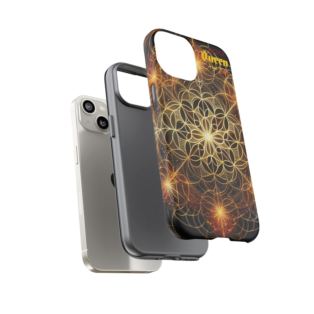 Golden Flower Mandala Phone Case, Tough Cases, Bohemian Phone Cover, Unique Gift for Him/Her, Spiritual and Artistic Design