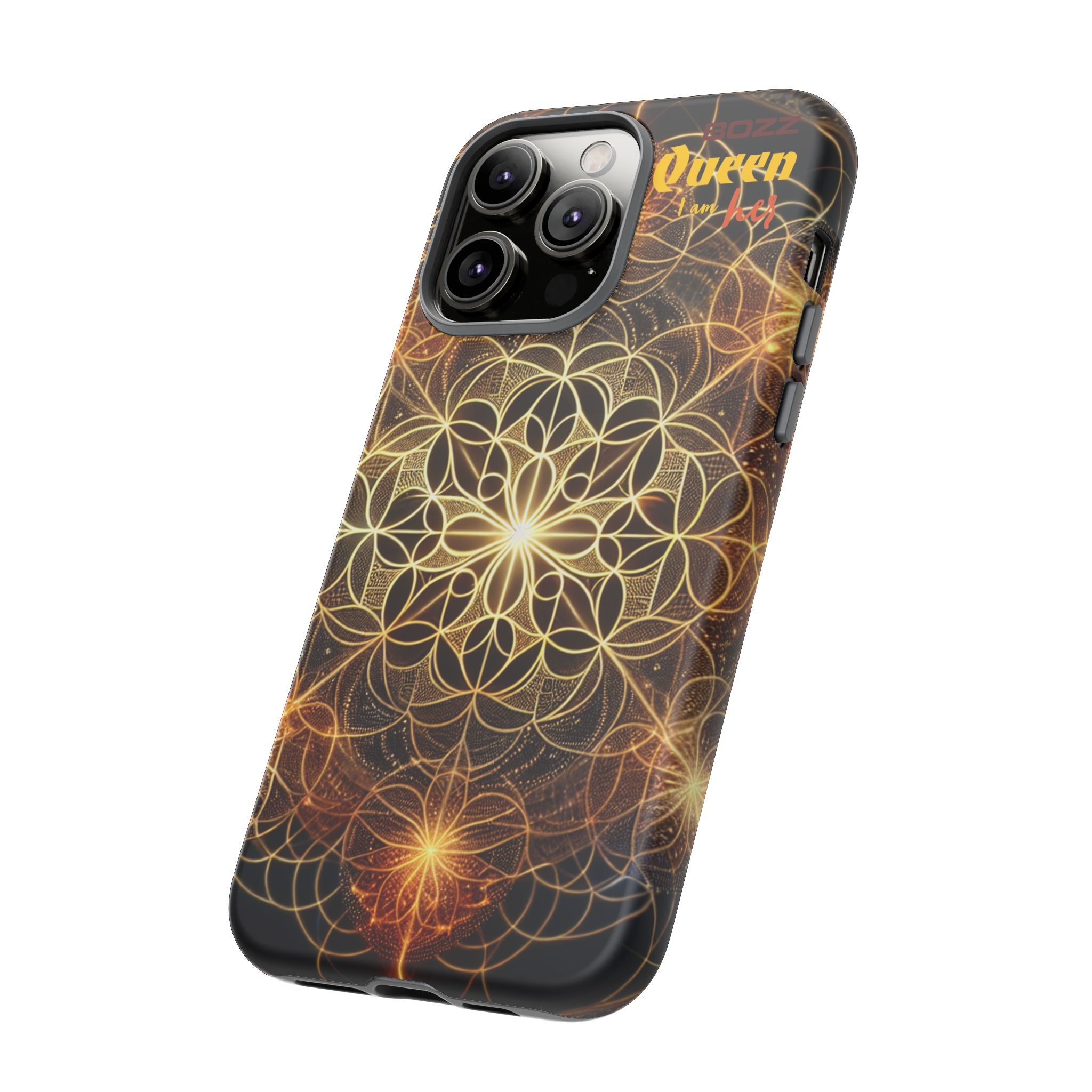 Golden Flower Mandala Phone Case, Tough Cases, Bohemian Phone Cover, Unique Gift for Him/Her, Spiritual and Artistic Design