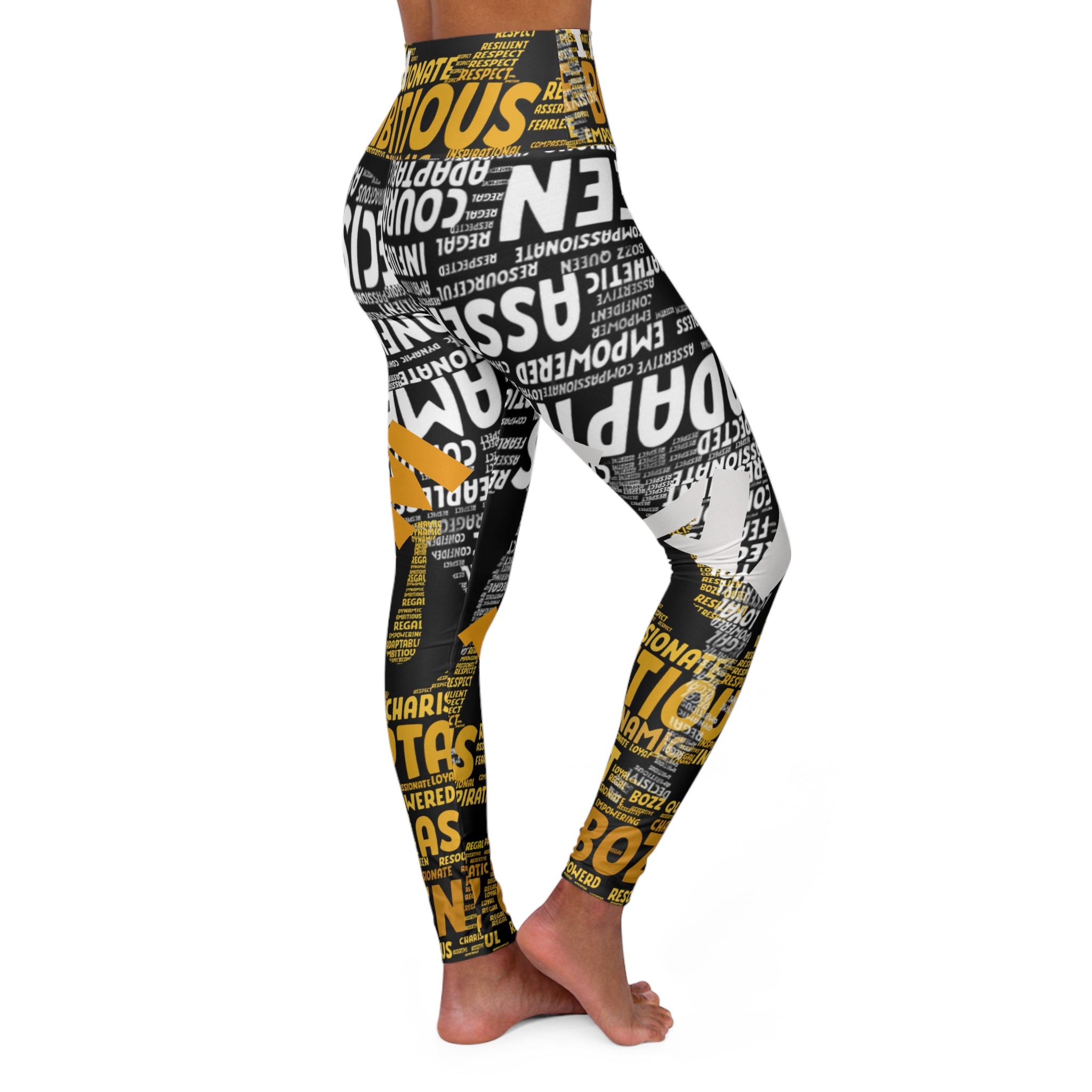 BOZZ QUEEN I AM Series Empowerment High Waisted Yoga Leggings - Motivational Activewear