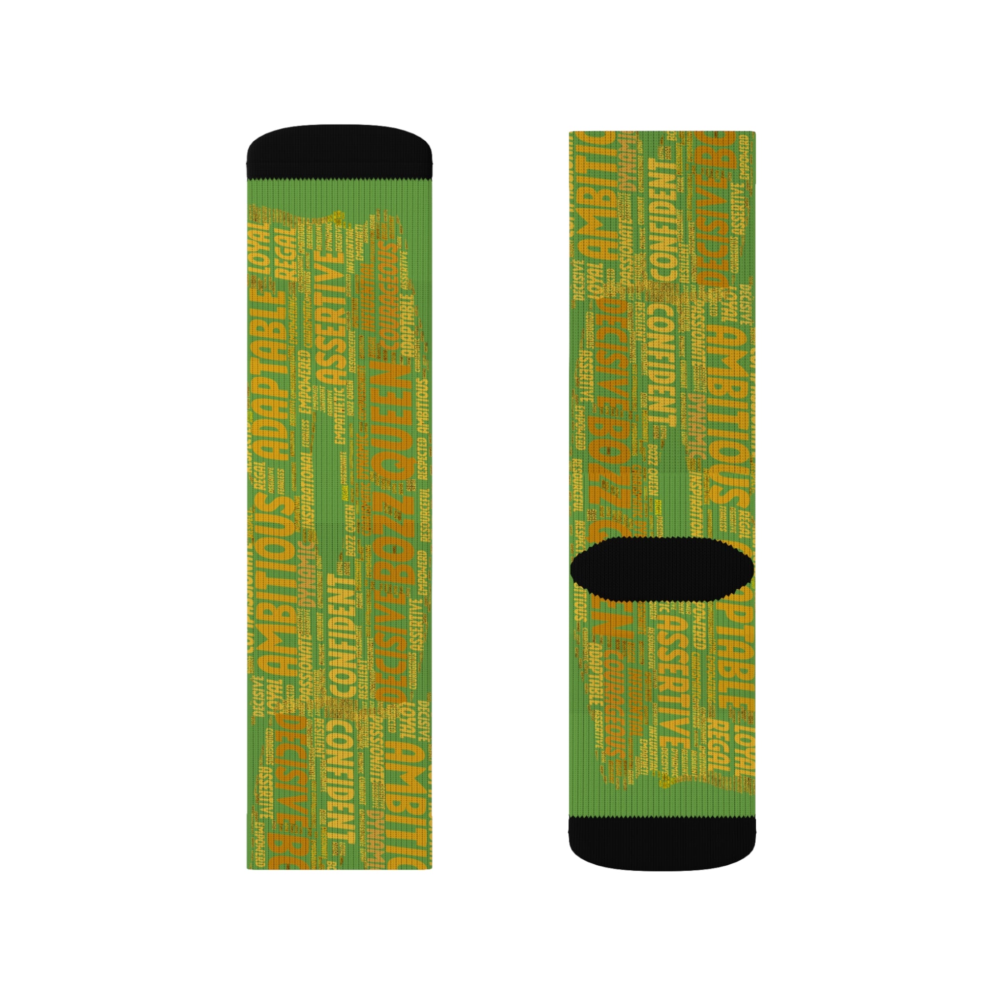 BOZZ QUEEN Green Bold Statement Socks - Empowering Motivational Wear