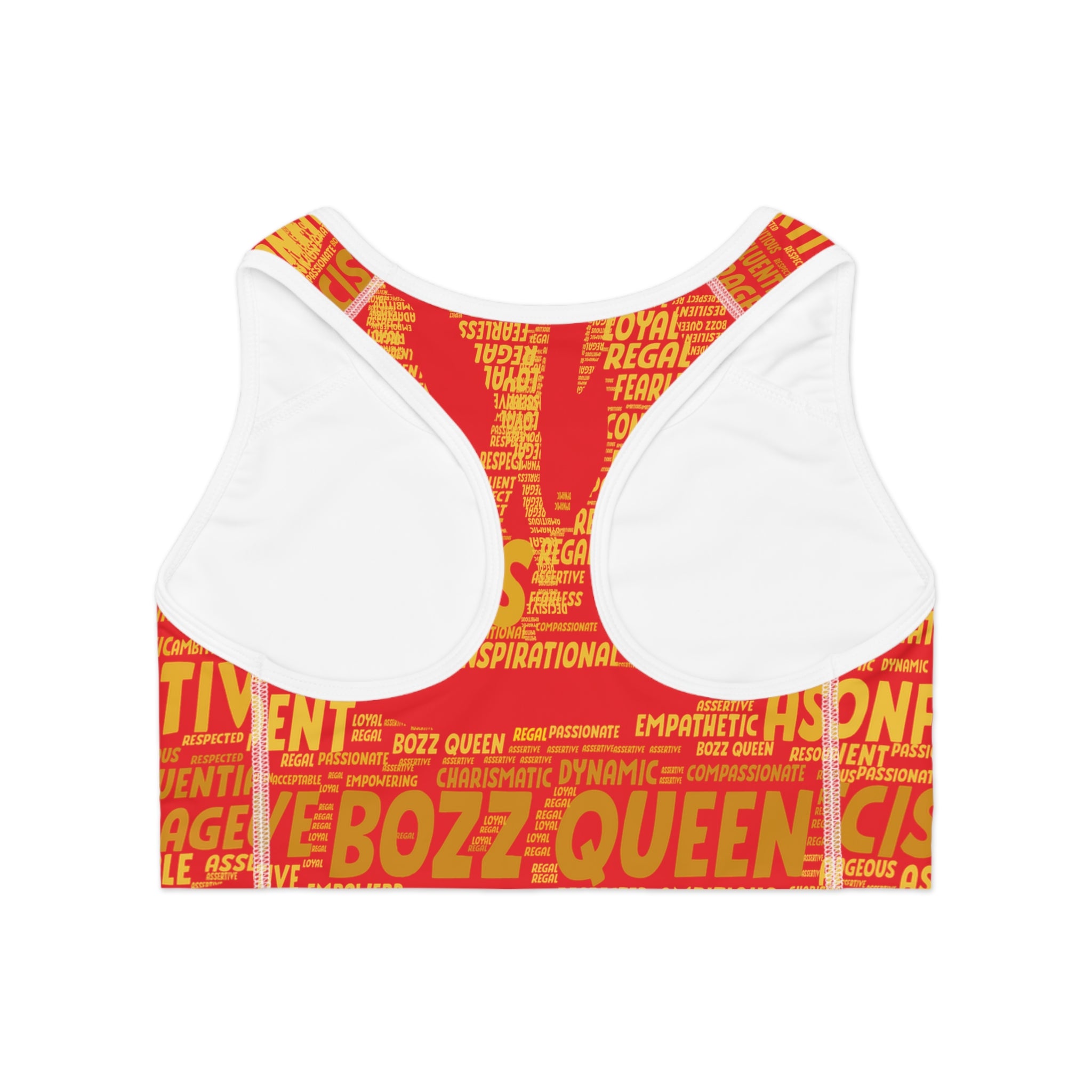 Empowered Words Sports Bra - Bozz Queen Origin Collection | Light Red & Yellow