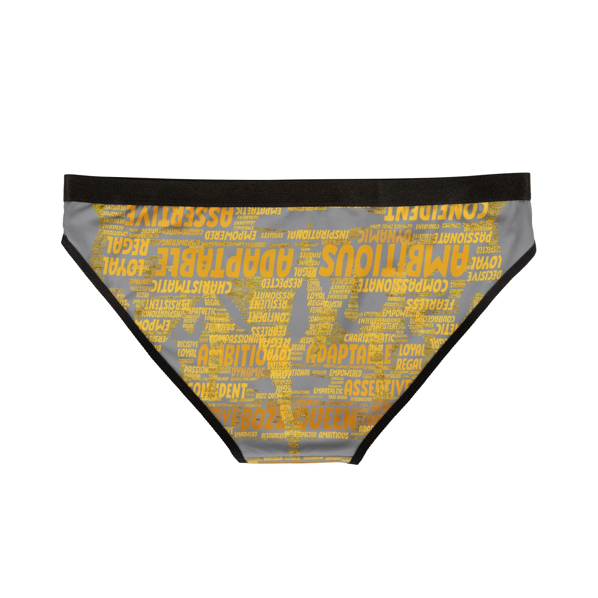 Women's Grey Yellow Motivational Underwear - Bold Statement Lingerie
