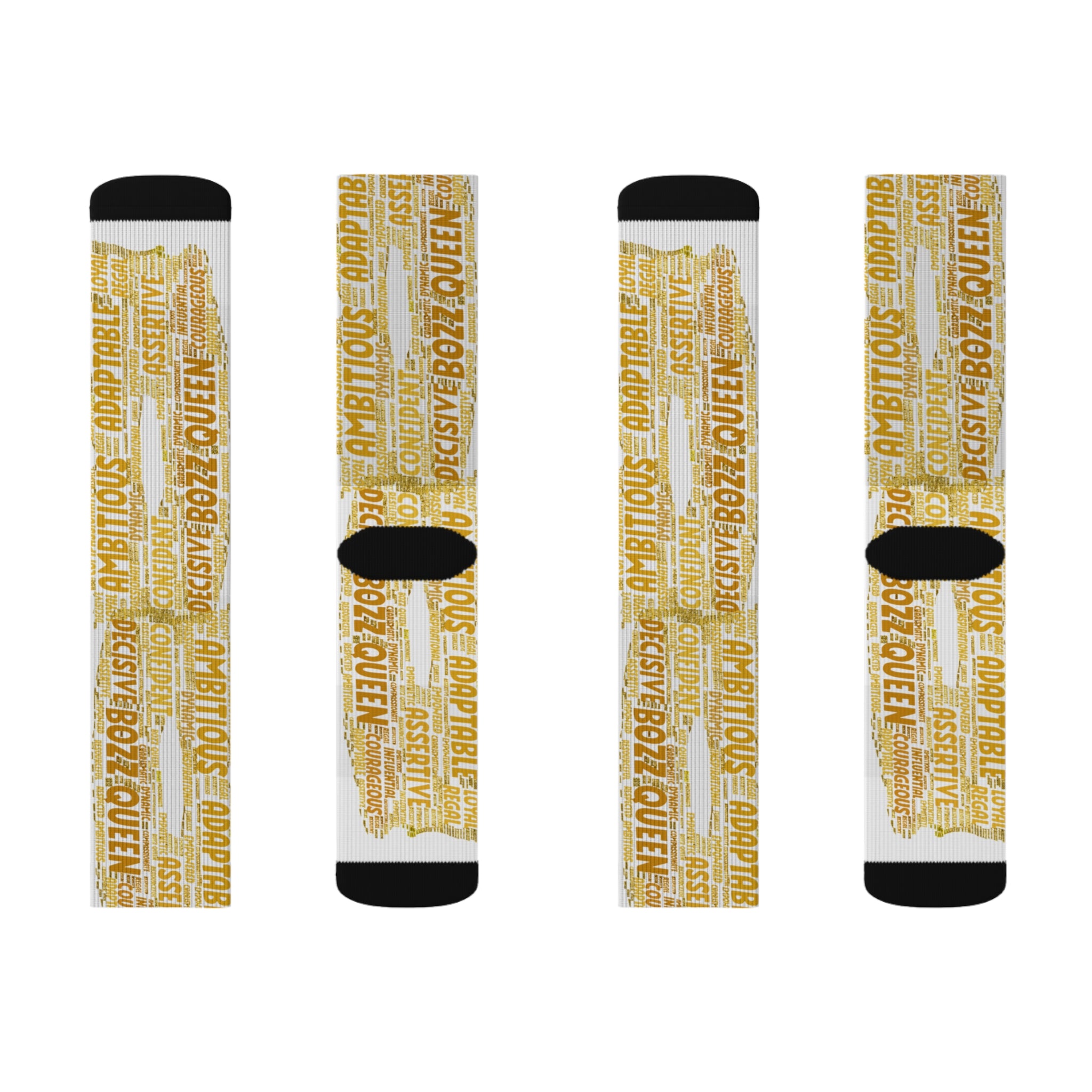 BOZZ QUEEN White Bold Statement Socks - Empowering Motivational Wear
