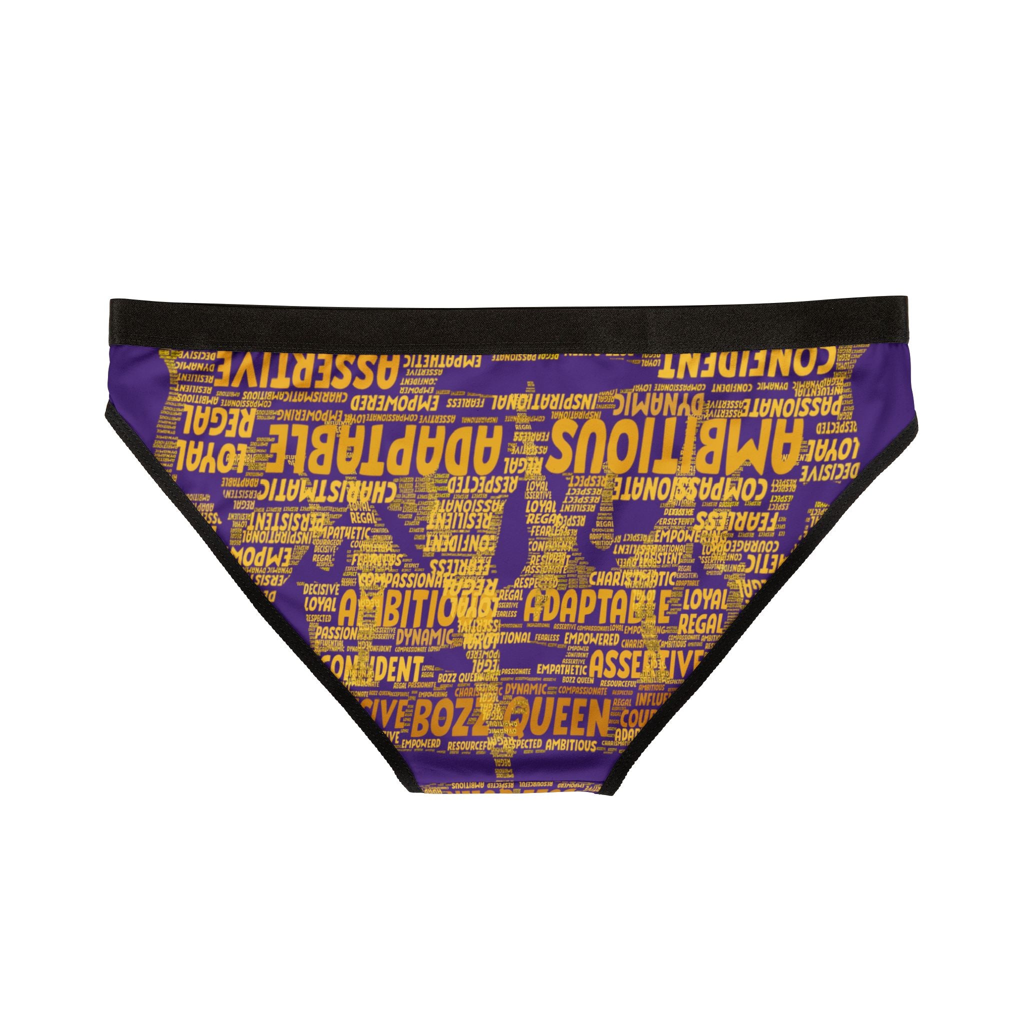 Women's Purple Yellow Motivational Underwear - Bold Statement Lingerie