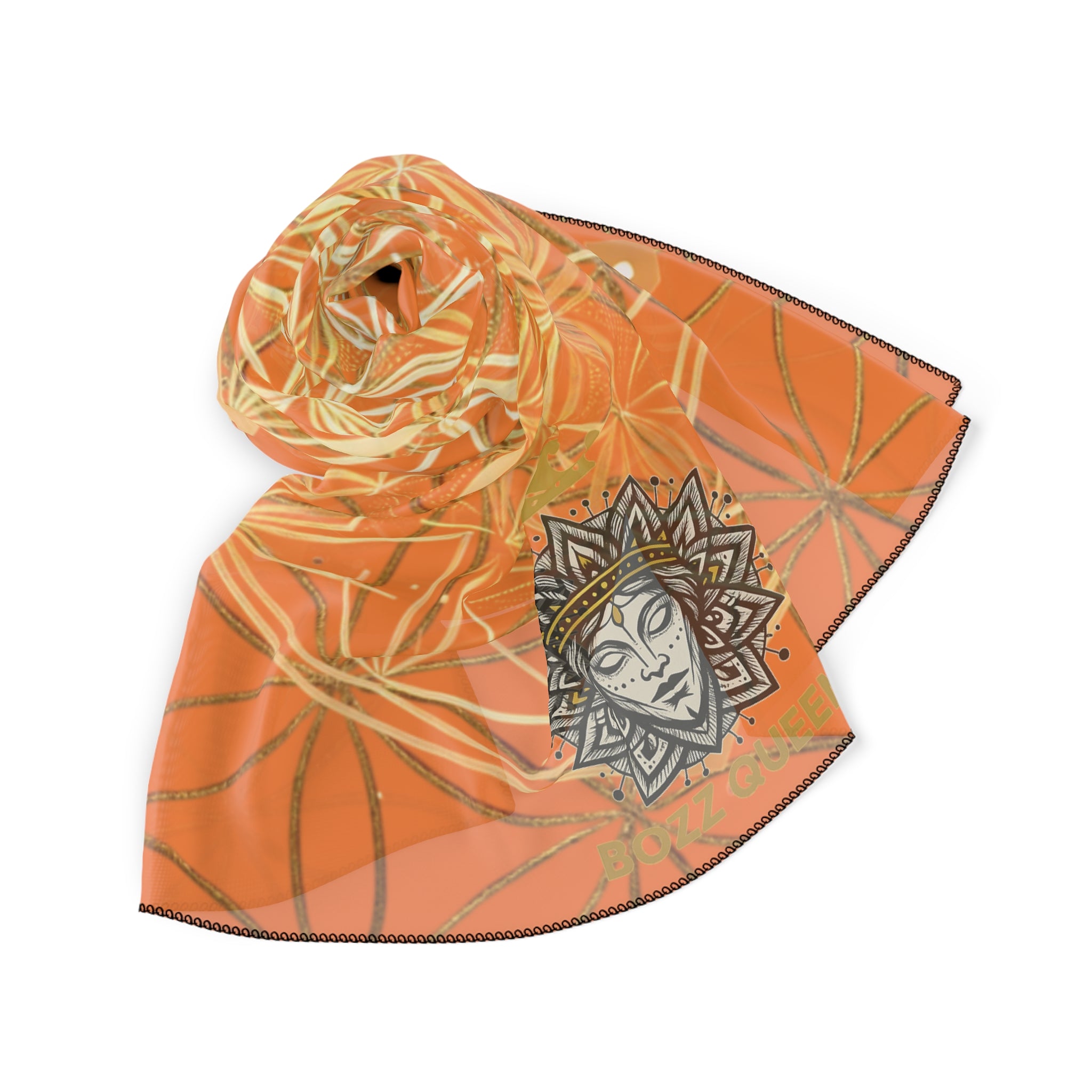 Flower of Life Light Orange Poly Scarf for Spiritual Healing and Style