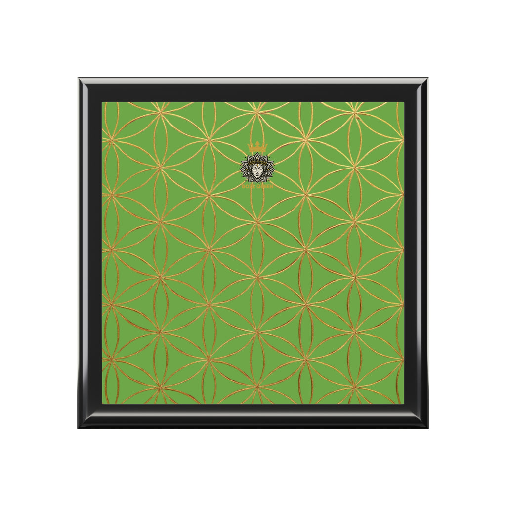 Flower of Life Jewelry Box - Light Green Elegant Keepsake Organizer