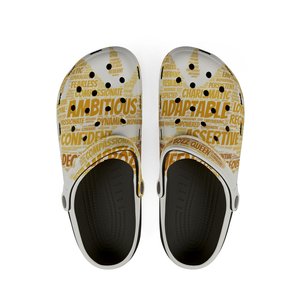 Bozz Queen Vibrant Foam Rubber Shoes - Inspirational Comfort Clogs, Motivational Summer Slip-Ons
