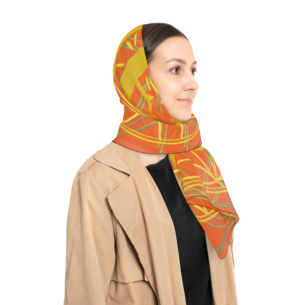 Bozz Queen Orange Poly Scarf - Vibrant Flower of Life Design for Stylish Women