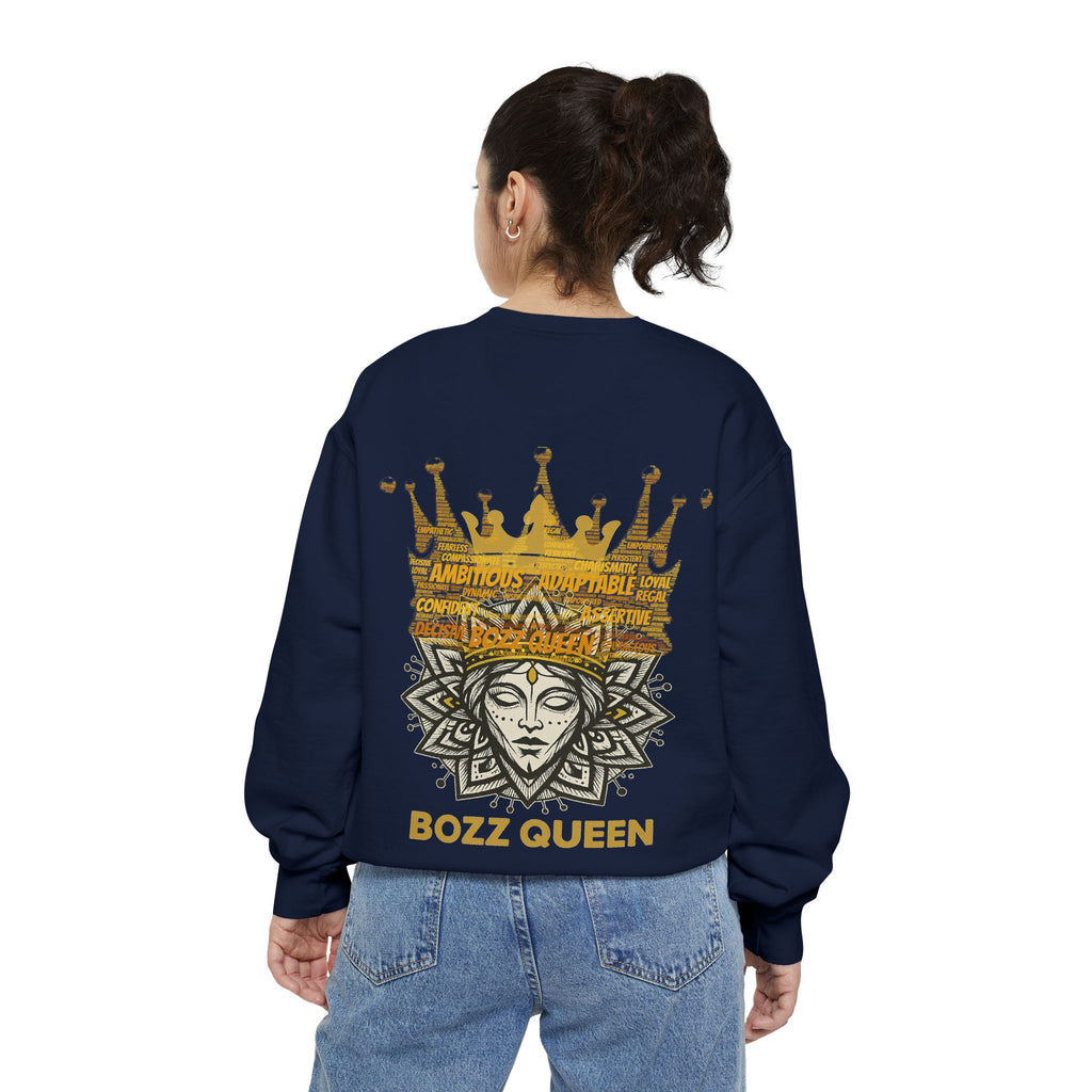 Bozz Queen Women Garment-Dyed Sweatshirt - Flower of Life Design