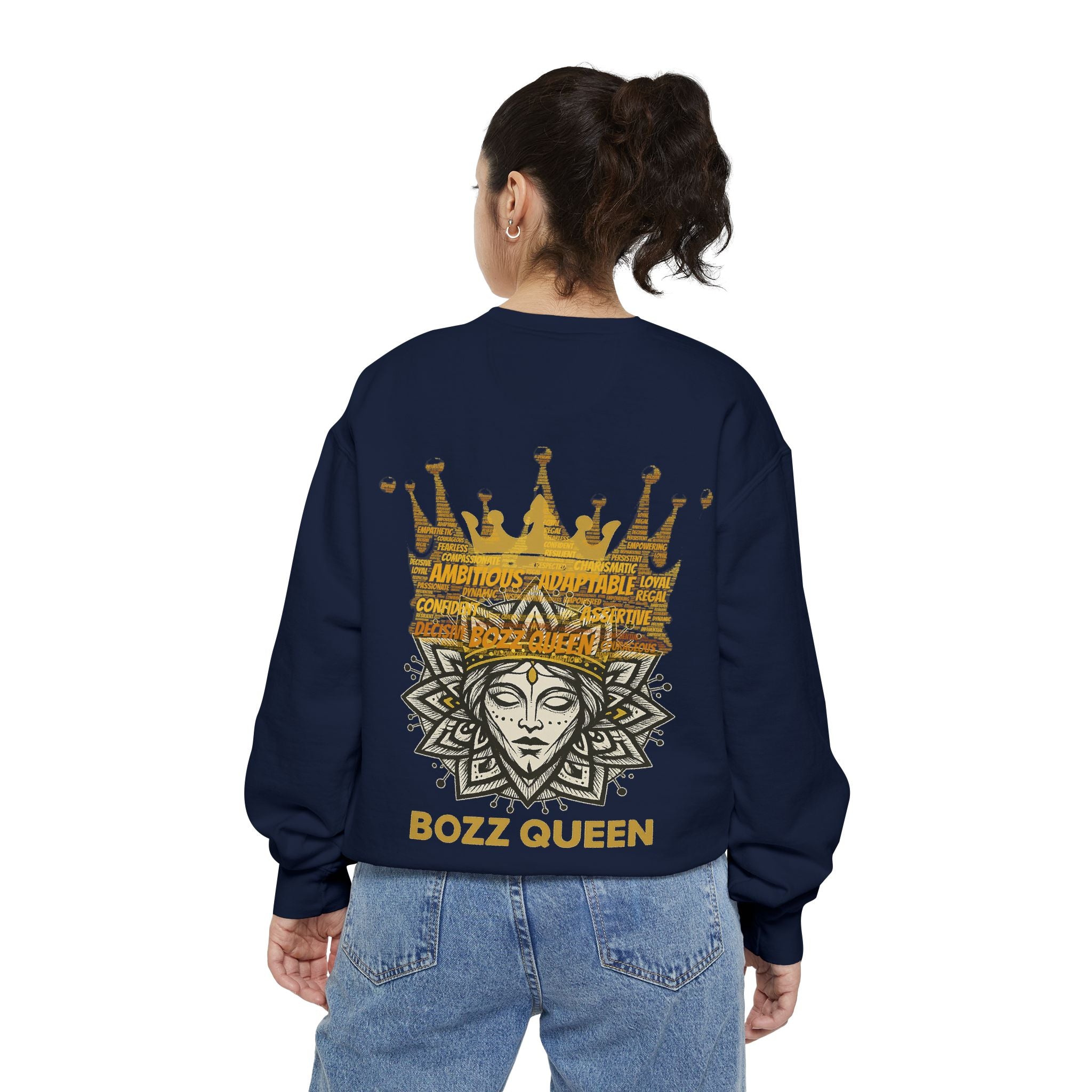 Bozz Queen Women Garment-Dyed Sweatshirt - Flower of Life Design