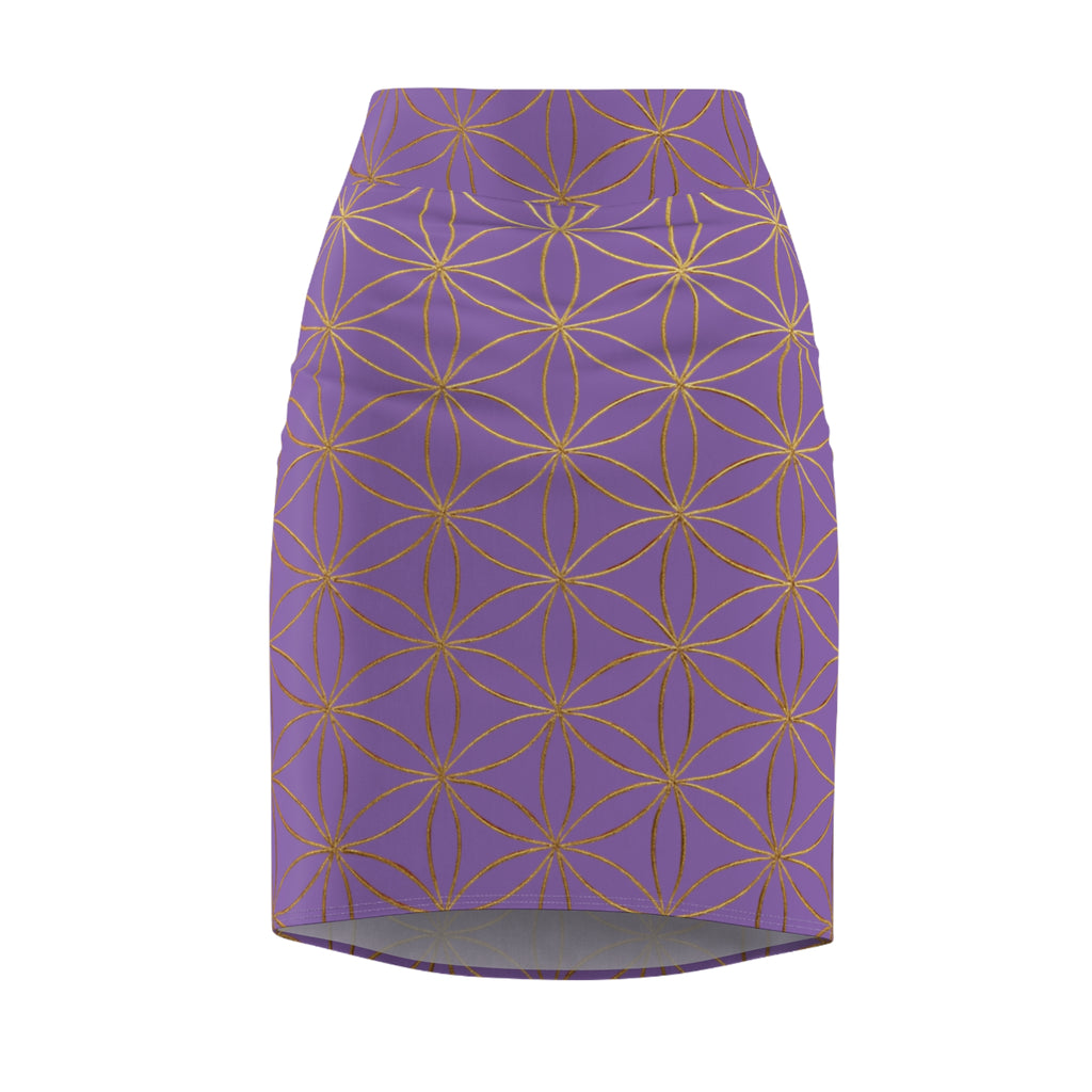 Light Purple Flower of Life Pencil Skirt - Women's Chic Office & Date Night Skirt