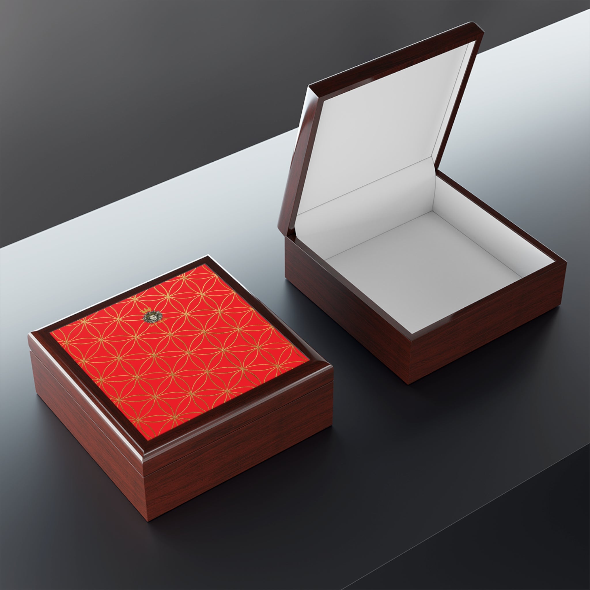 Flower of Life Jewelry Box - Royal Red Elegant Keepsake Organizer