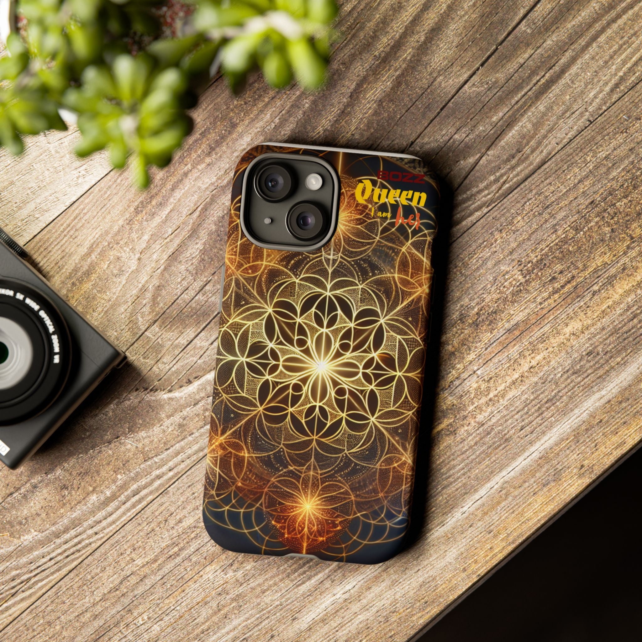 Golden Flower Mandala Phone Case, Tough Cases, Bohemian Phone Cover, Unique Gift for Him/Her, Spiritual and Artistic Design