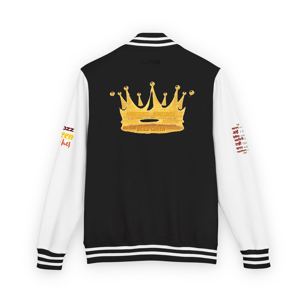 Bozz Queen Crown Design Letterman Jacket - Unisex Heavyweight Varsity Jacket