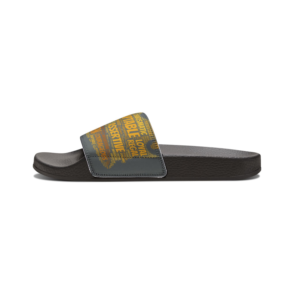 Bozz Queen Dark Grey & Gold Women's Sandals - Removable Strap Beach Slides