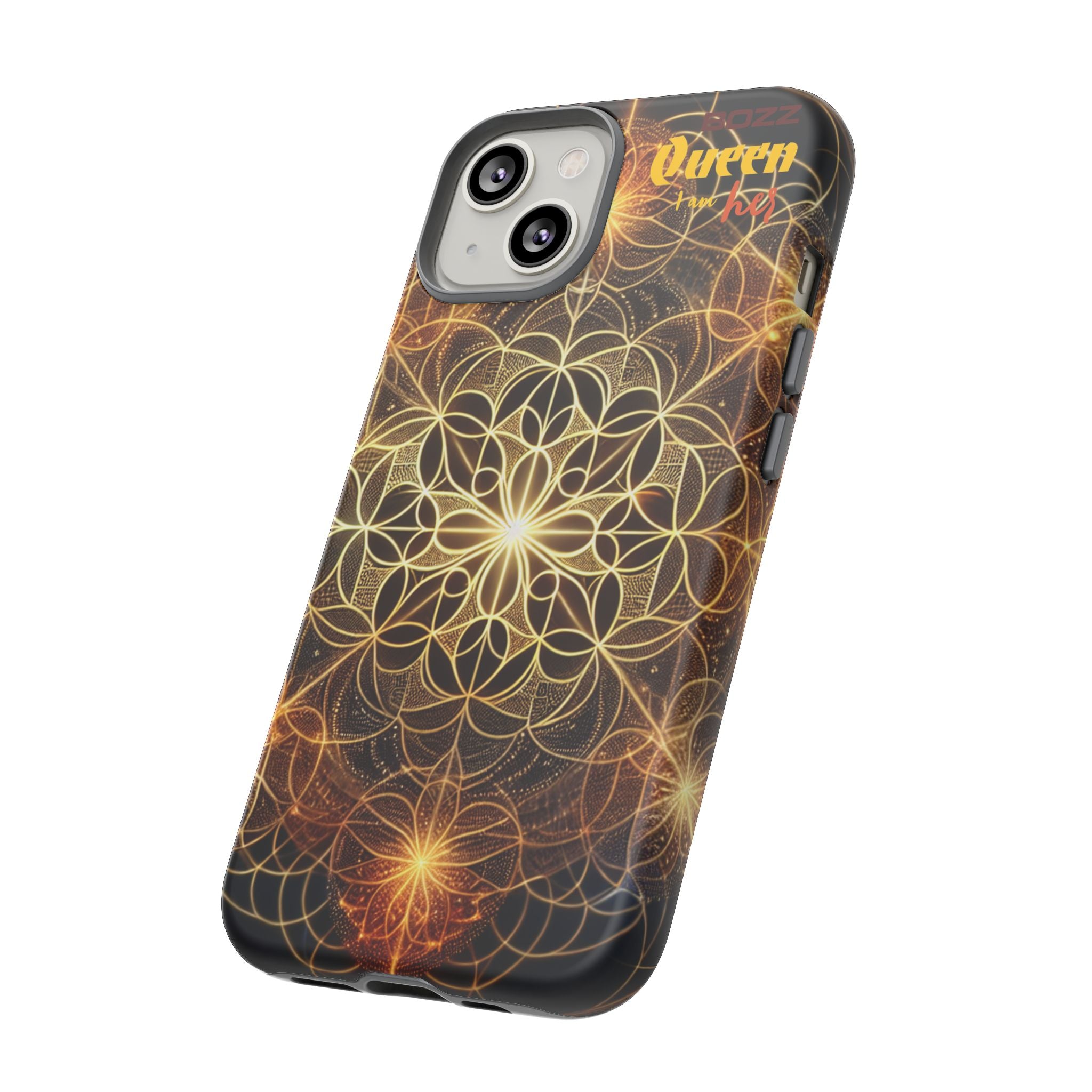Golden Flower Mandala Phone Case, Tough Cases, Bohemian Phone Cover, Unique Gift for Him/Her, Spiritual and Artistic Design