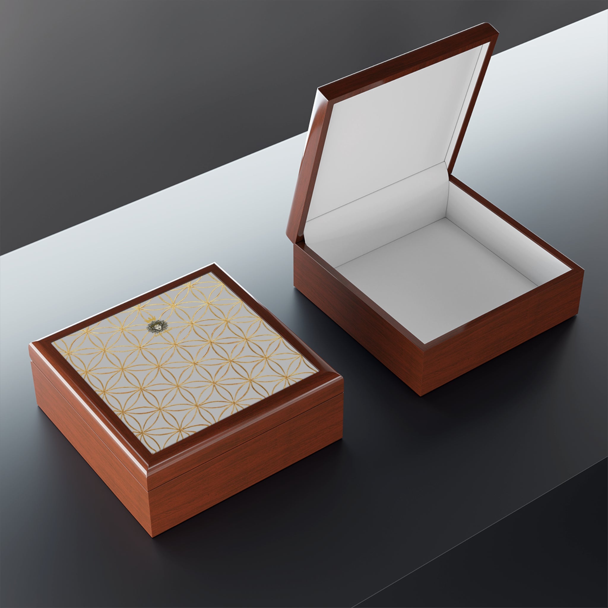 Flower of Life Jewelry Box - Light Grey Elegant Keepsake Organizer