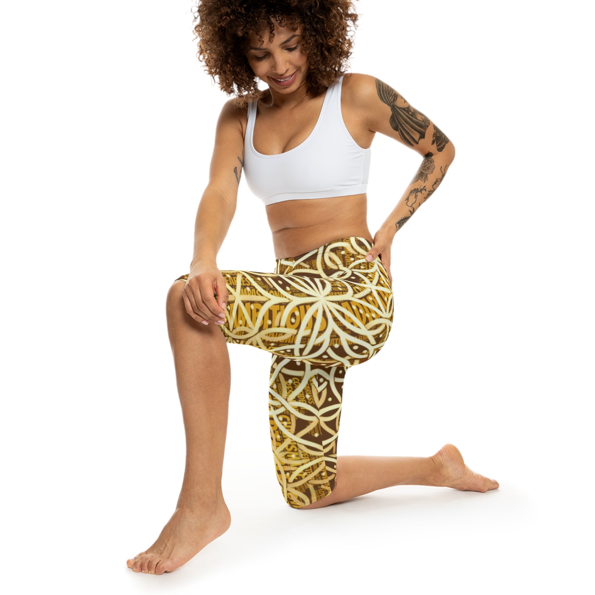 Brown Chic Women's Capri Leggings - Stylish Yoga Pants & Activewear