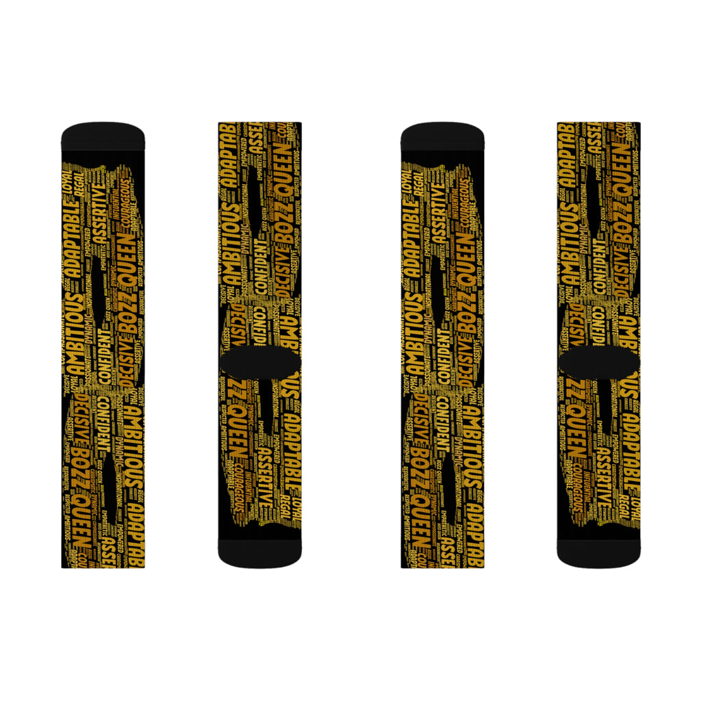 BOZZ QUEEN Black Bold Statement Socks - Empowering Motivational Wear