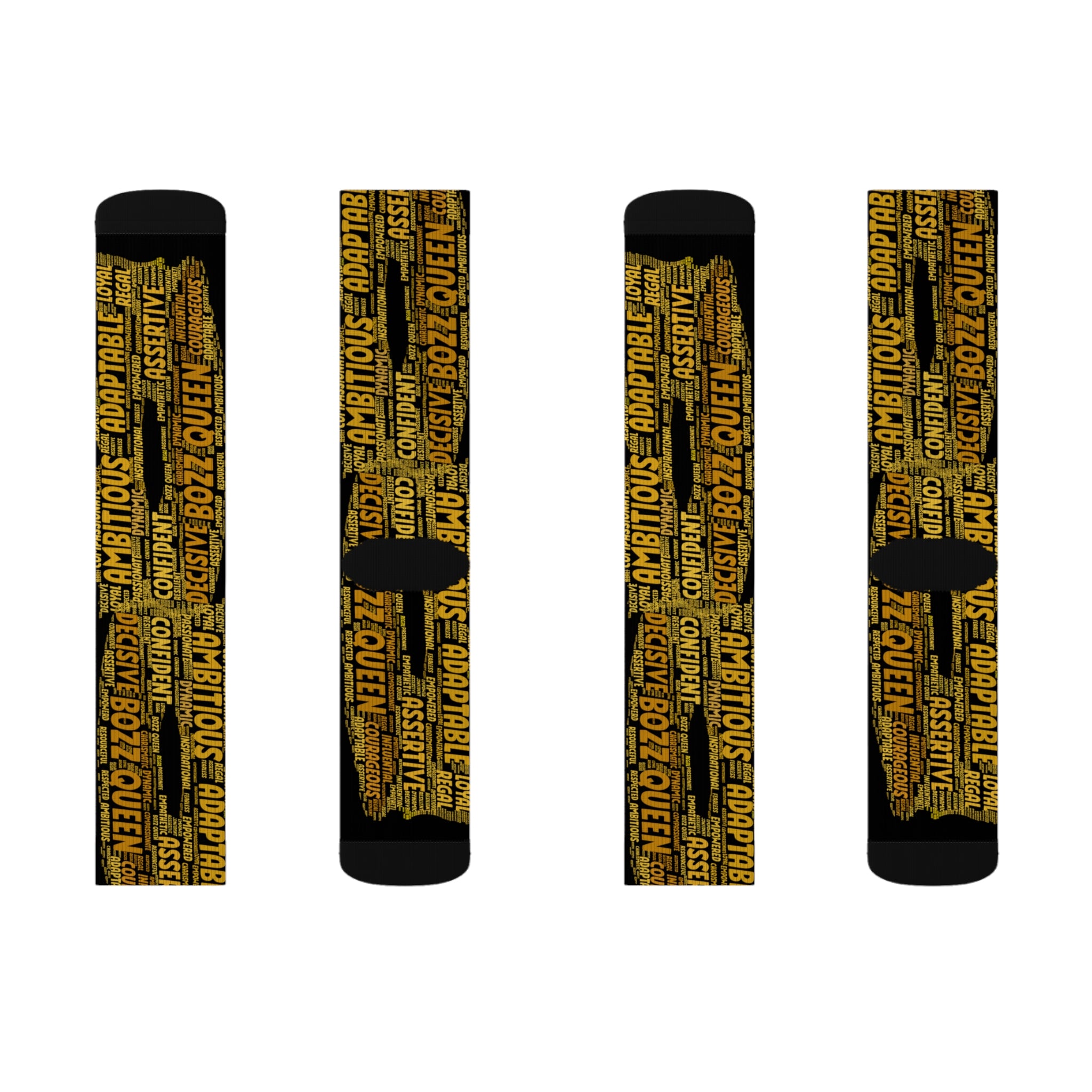 BOZZ QUEEN Black Bold Statement Socks - Empowering Motivational Wear