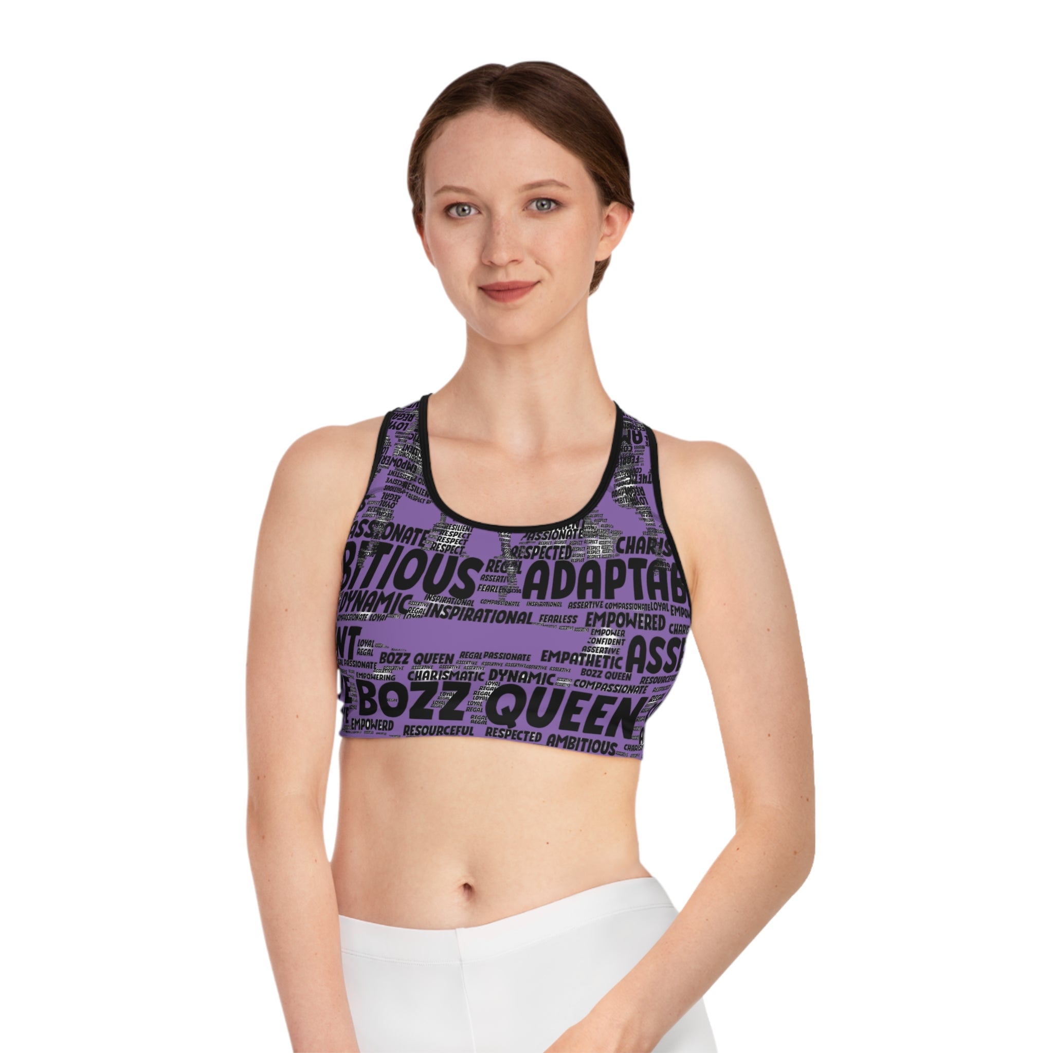 Empowering Sports Bra - Bozz Queen Origin Collection | Light Purple & Black