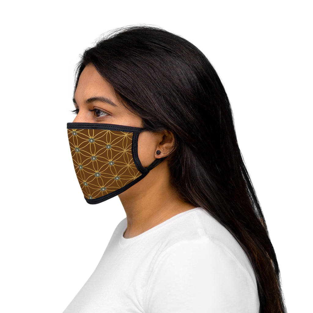 Bozz Queen Flower of Life Face Mask - Brown Light Grey & Gold Stylish Breathable Cloth Mask