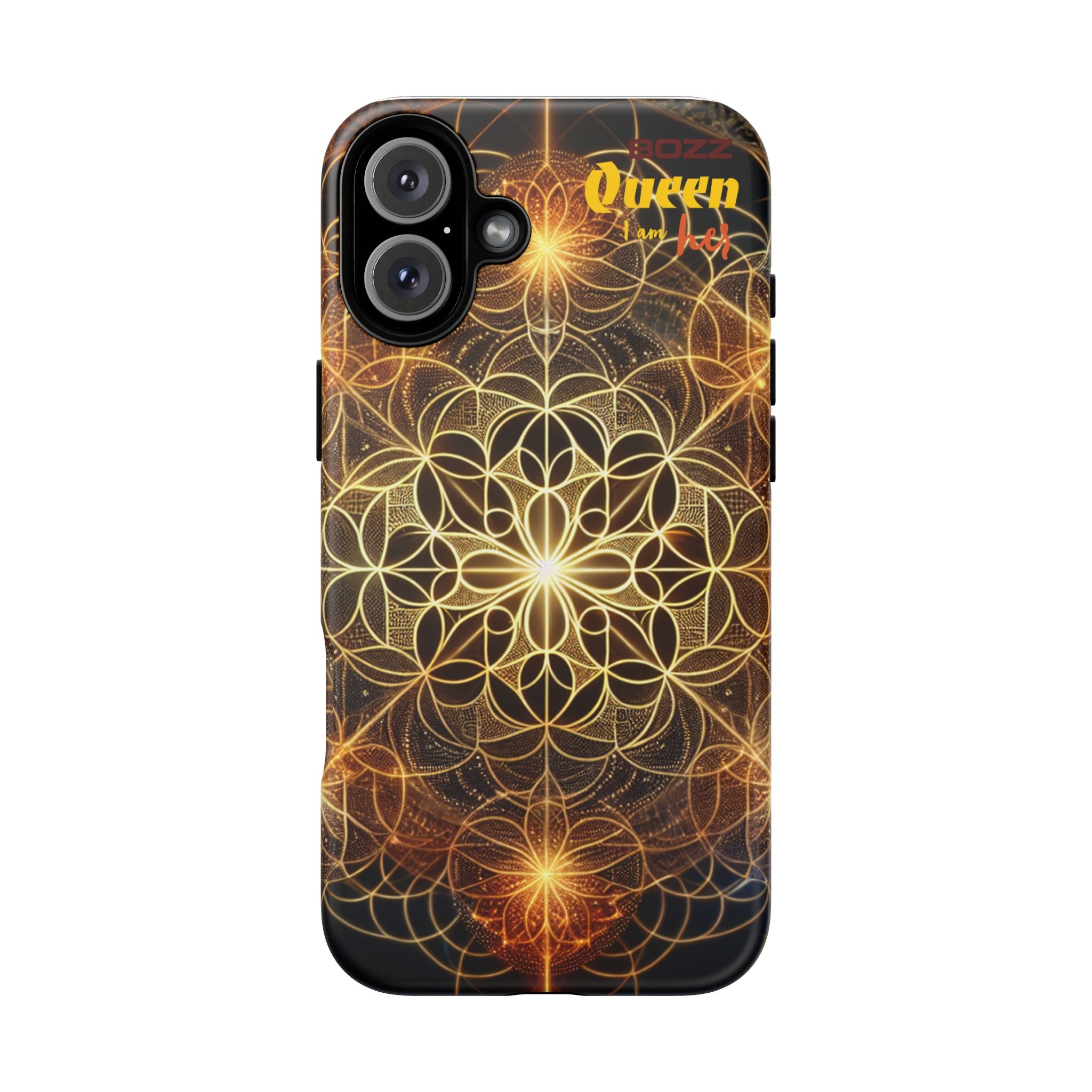 Golden Flower Mandala Phone Case, Tough Cases, Bohemian Phone Cover, Unique Gift for Him/Her, Spiritual and Artistic Design