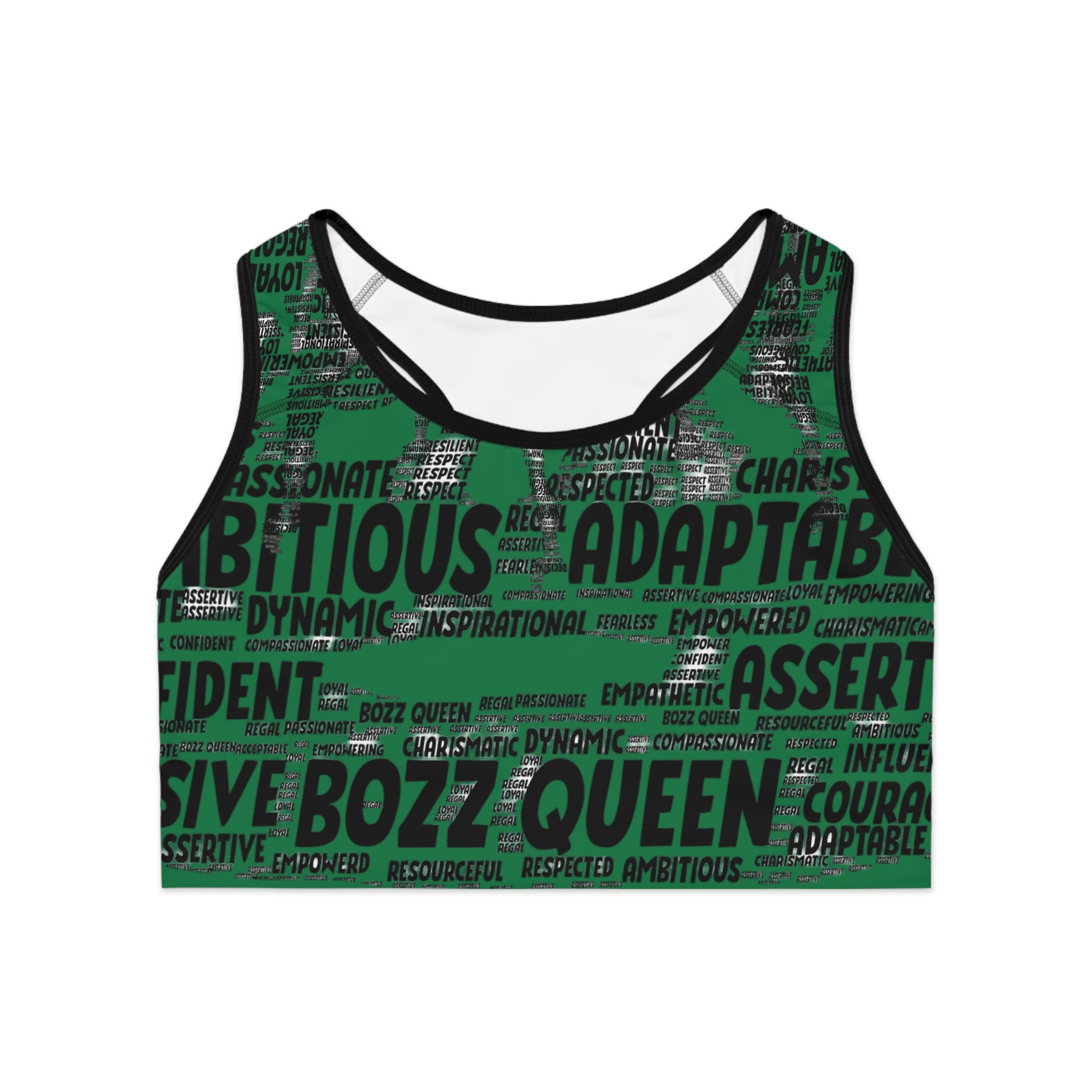 Empowering Sports Bra - Bozz Queen Origin Collection | Dark Green & Black