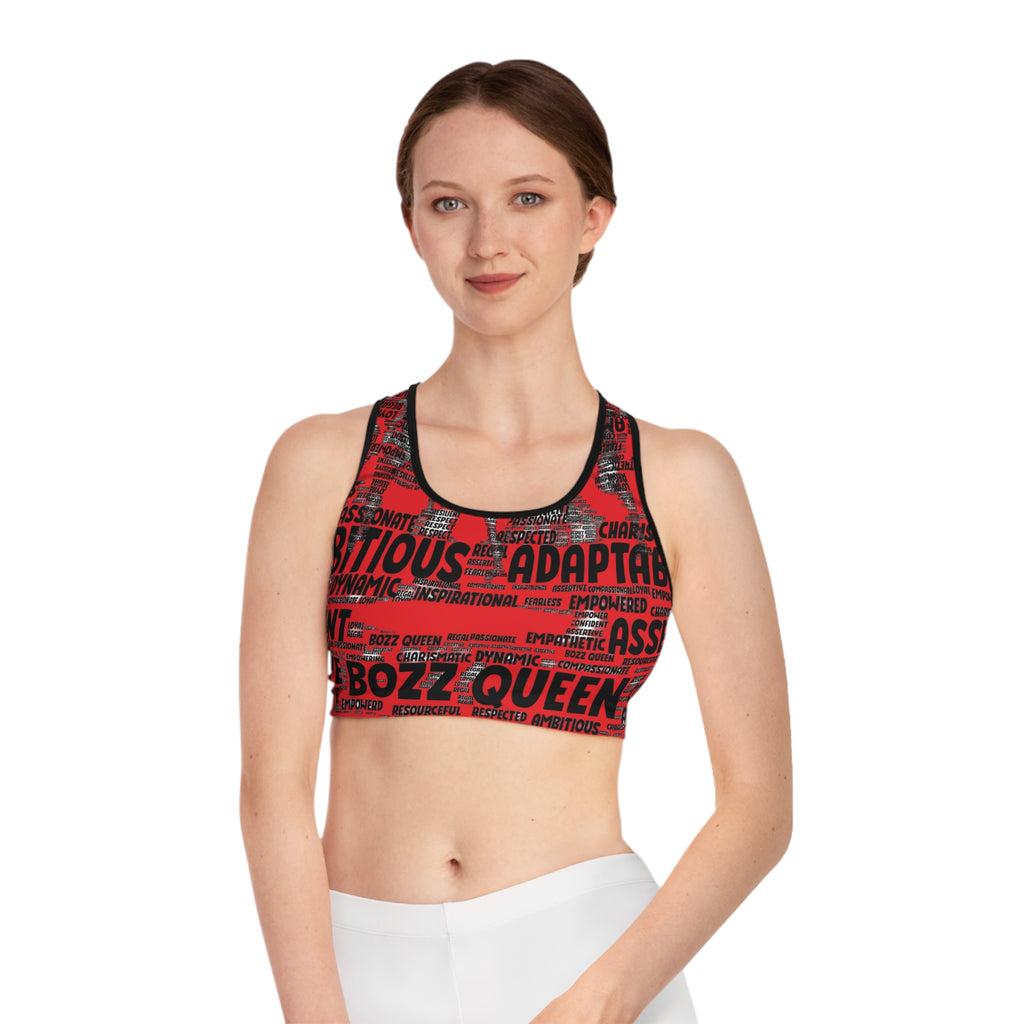 Empowering Sports Bra - Bozz Queen Origin Collection | Red & Black