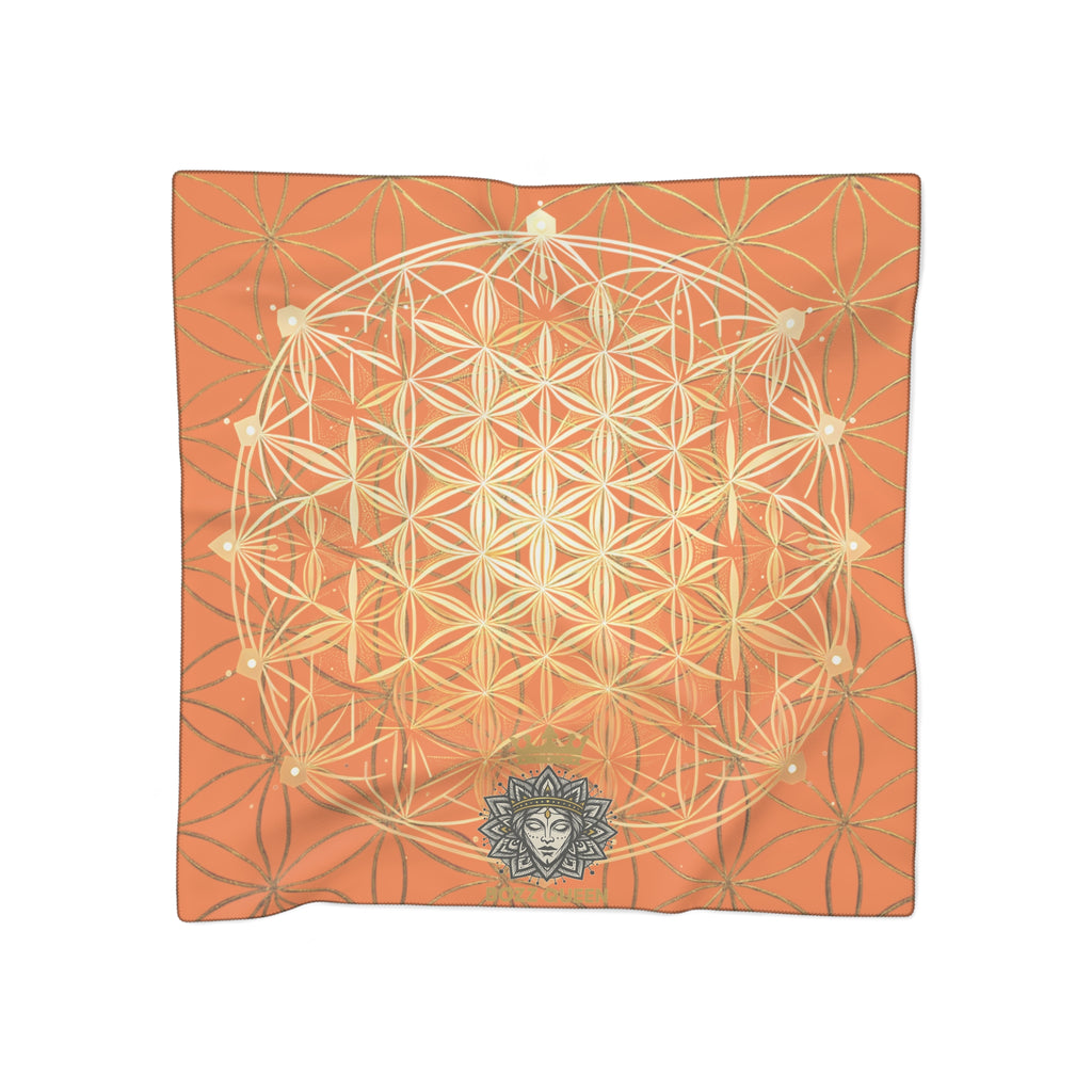 Flower of Life Light Orange Poly Scarf for Spiritual Healing and Style