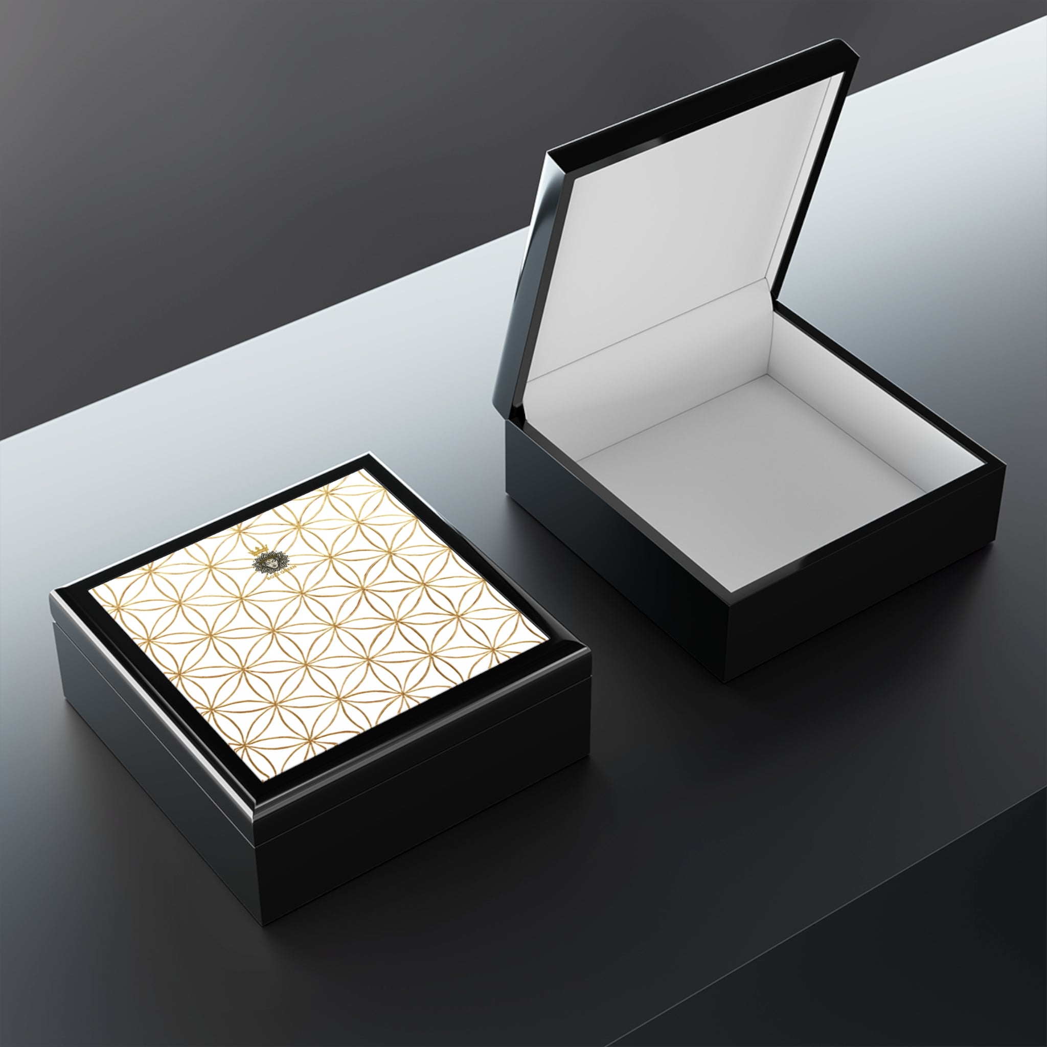 Flower of Life Jewelry Box - White & Gold Elegant Keepsake Organizer