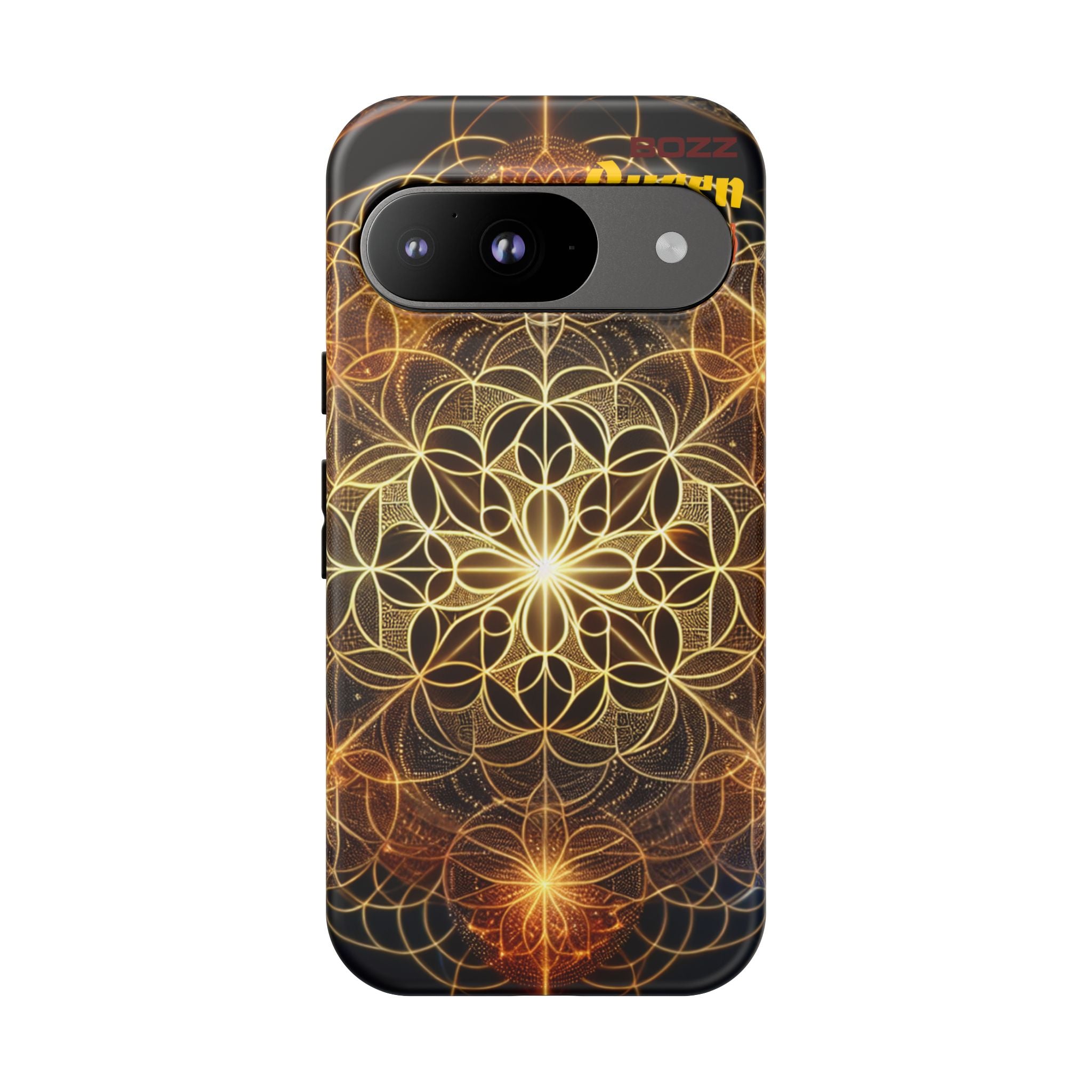 Golden Flower Mandala Phone Case, Tough Cases, Bohemian Phone Cover, Unique Gift for Him/Her, Spiritual and Artistic Design