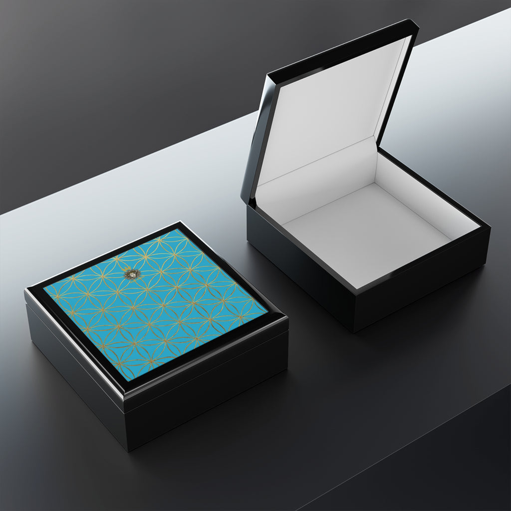 Flower of Life Jewelry Box - Turquoise Elegant Keepsake Organizer