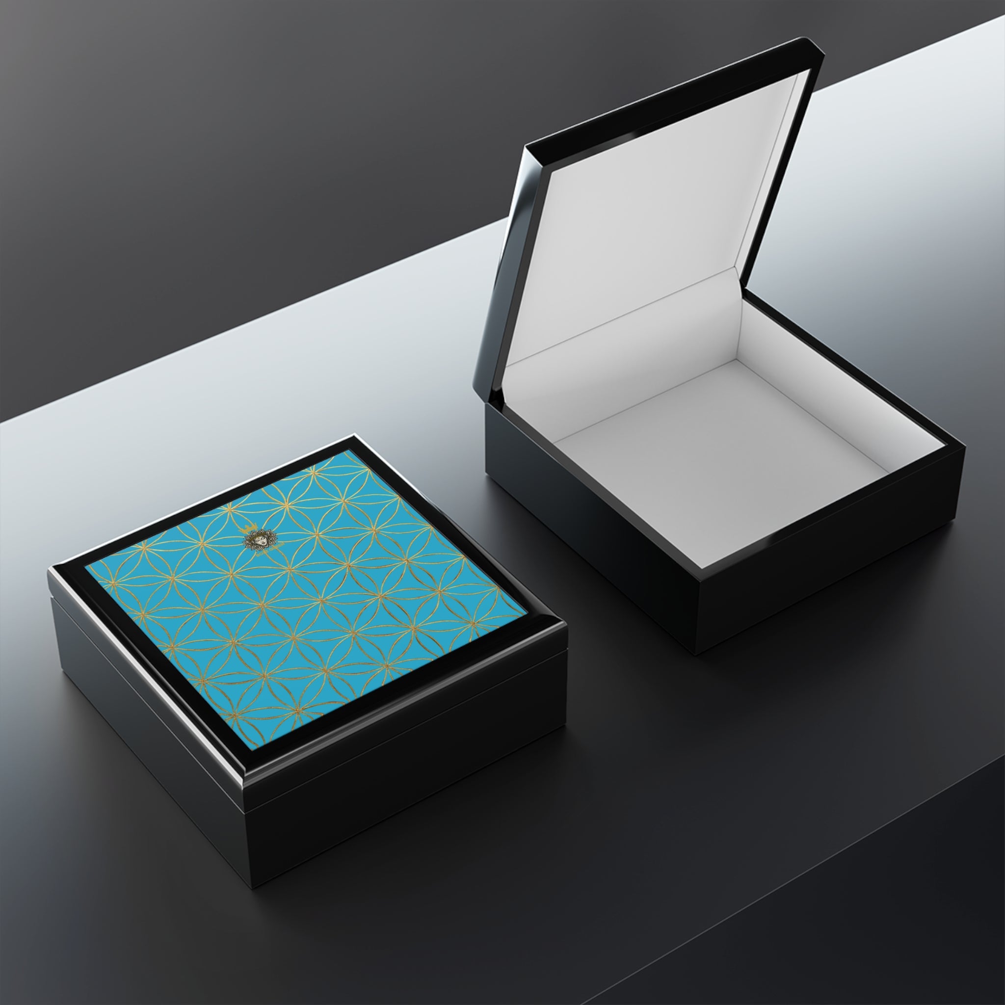 Flower of Life Jewelry Box - Turquoise Elegant Keepsake Organizer