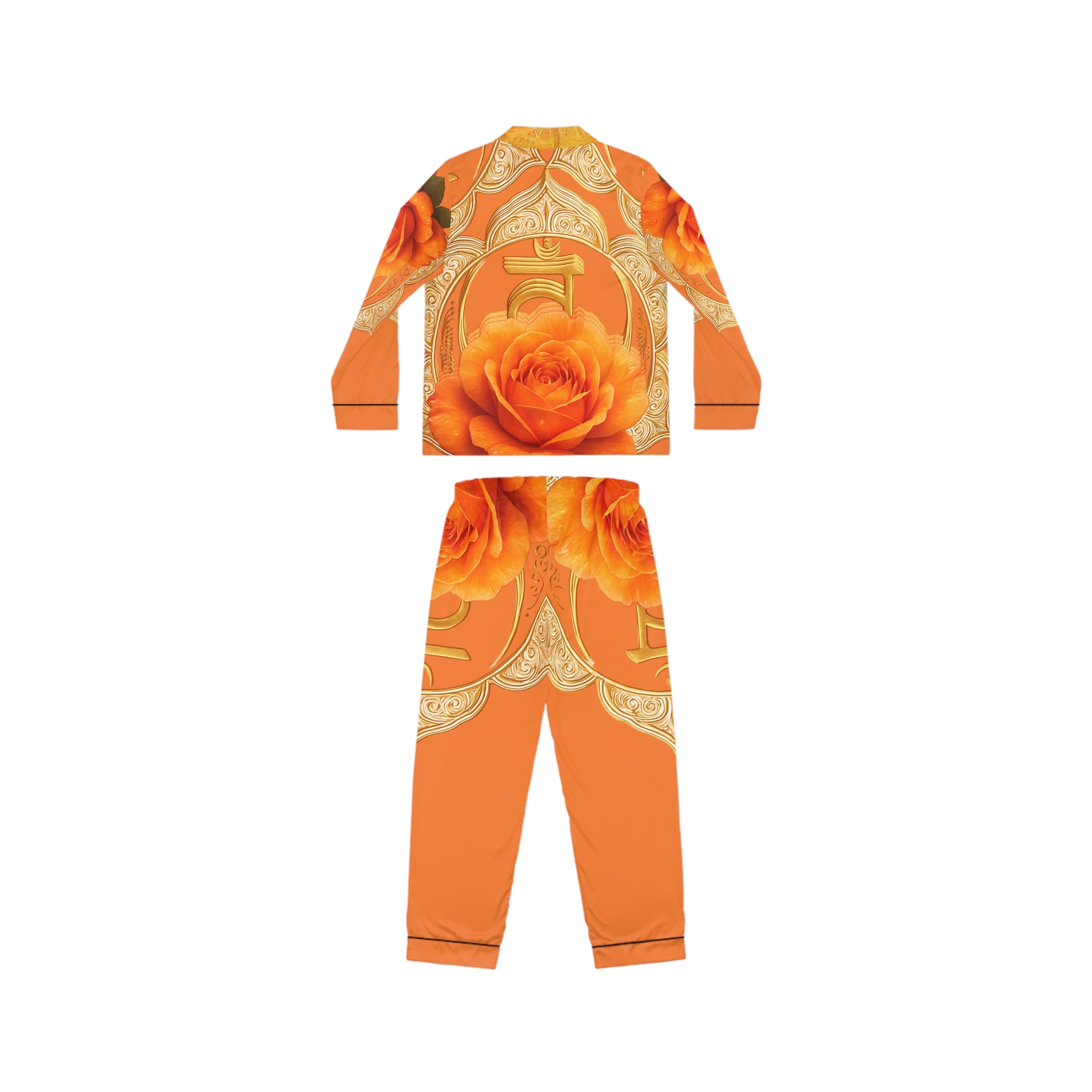 Sacral Chakra Floral Satin Pajamas Set - Luxurious Women's Sleepwear Gift