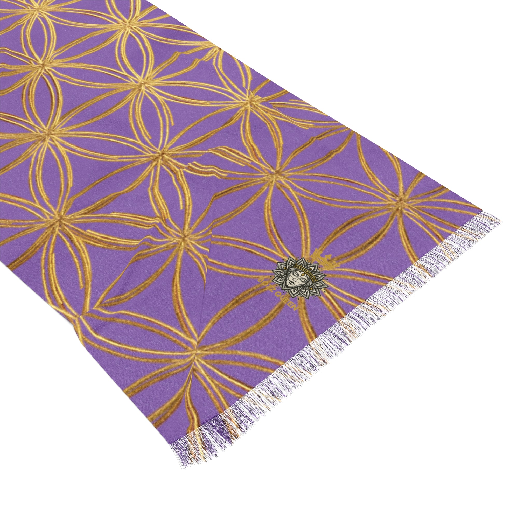 Light Purple & Gold Flower of Life Scarf - Geometric Pattern | Bozz Queen