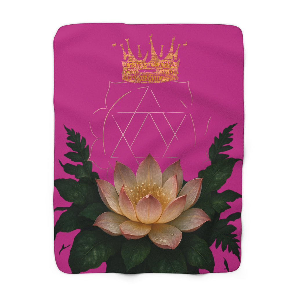 Heart Chakra Pink Lotus Sherpa Blanket - Serene Love & Feminine Energy